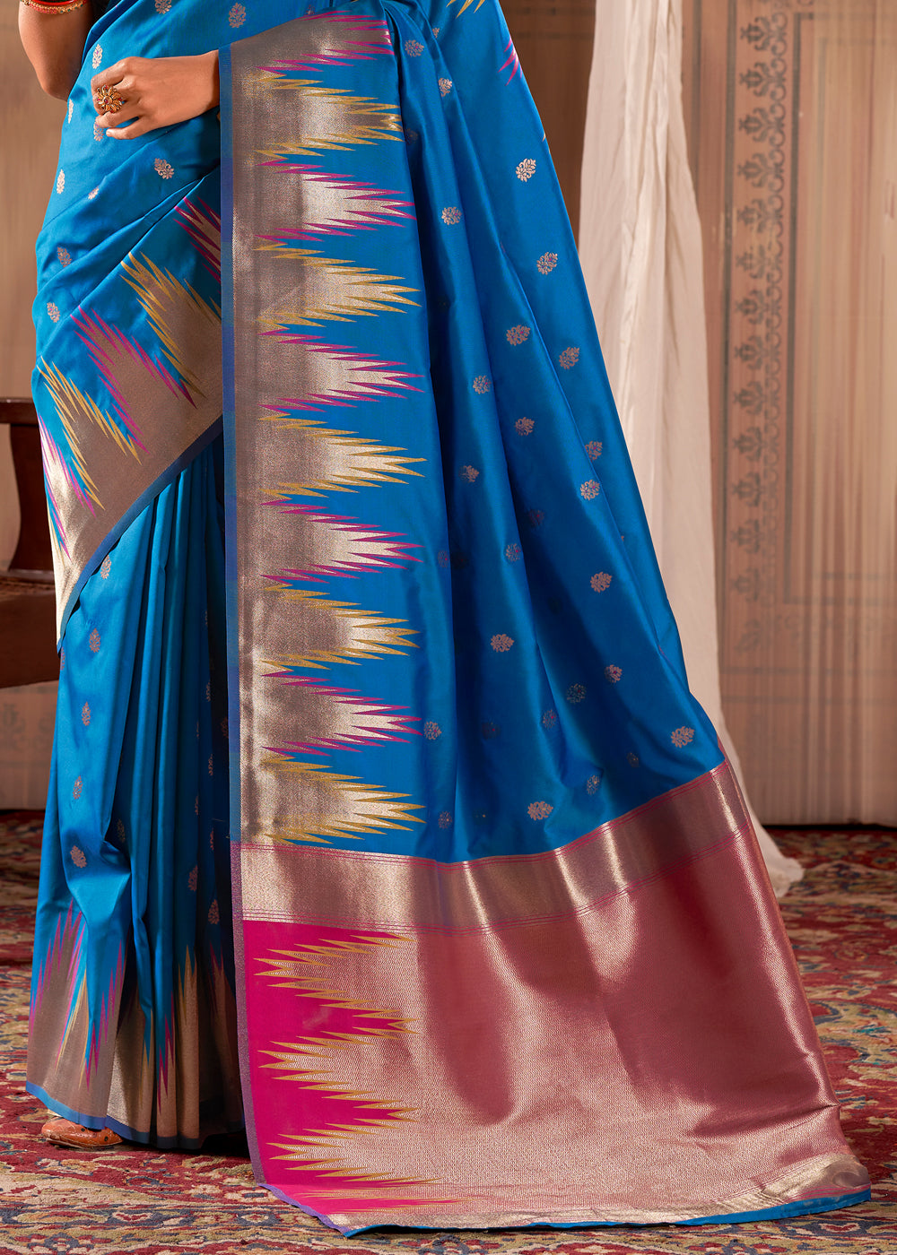 Buy MySilkLove Boston Blue Woven Banarasi Saree Online