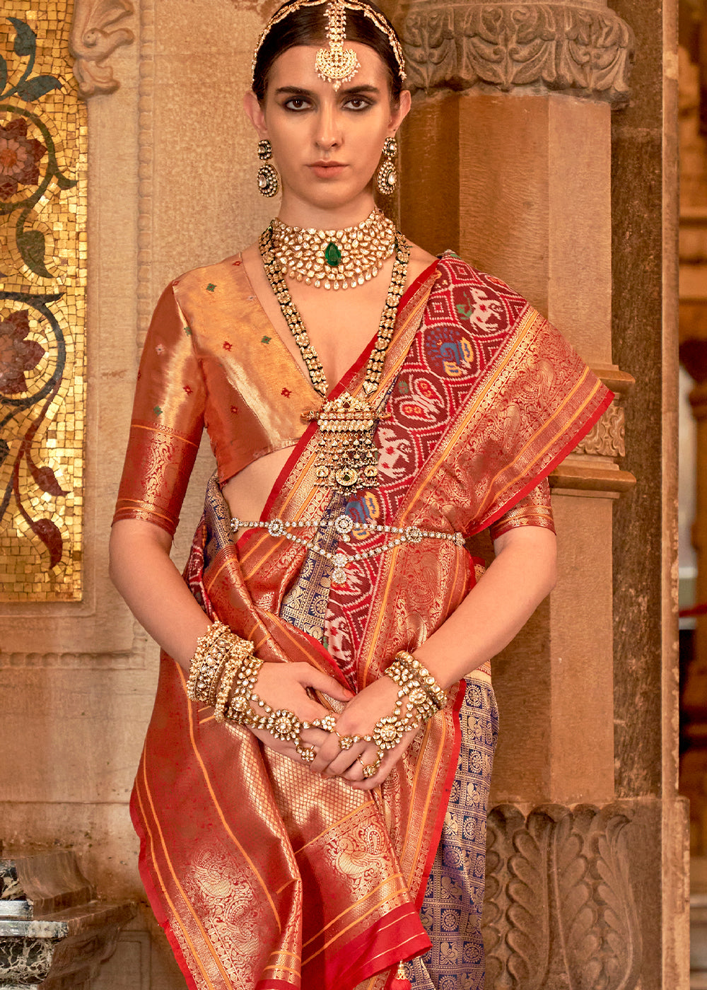 Buy MySilkLove Au Chico Brown Zari Woven Banarasi Meenkari Silk Saree Online