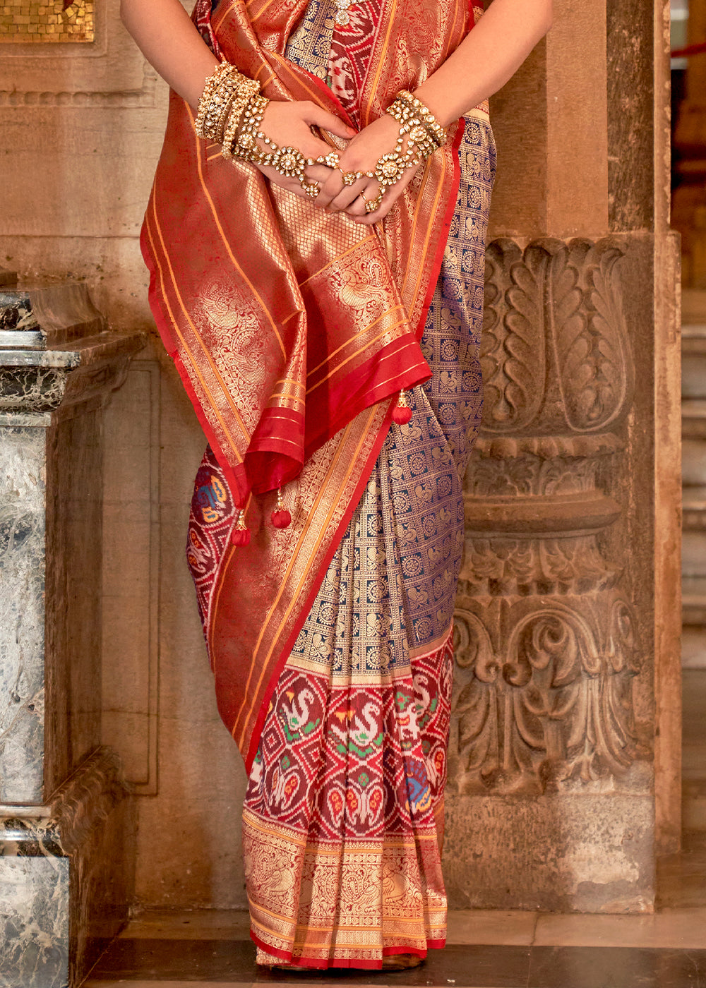 Buy MySilkLove Au Chico Brown Zari Woven Banarasi Meenkari Silk Saree Online