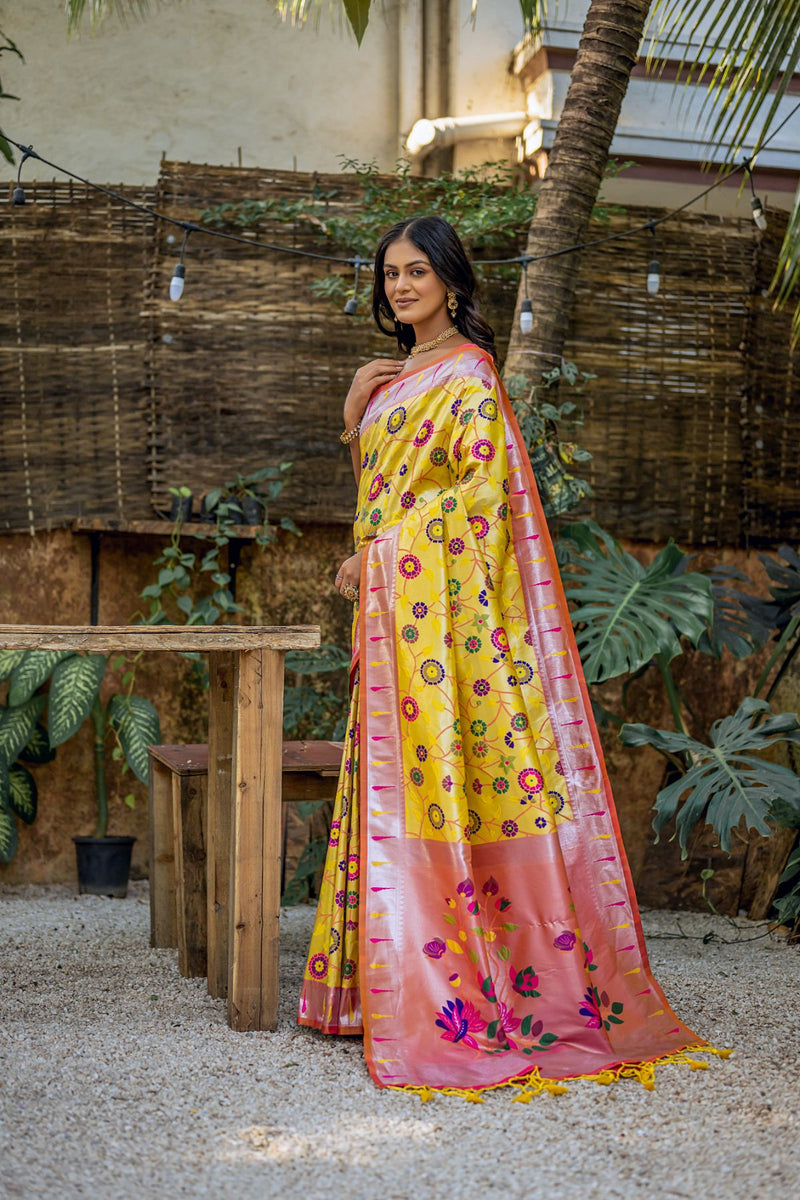 Yellow Paithani Saree: A Beautiful Addition to Your Wardrobe – Paithanistore