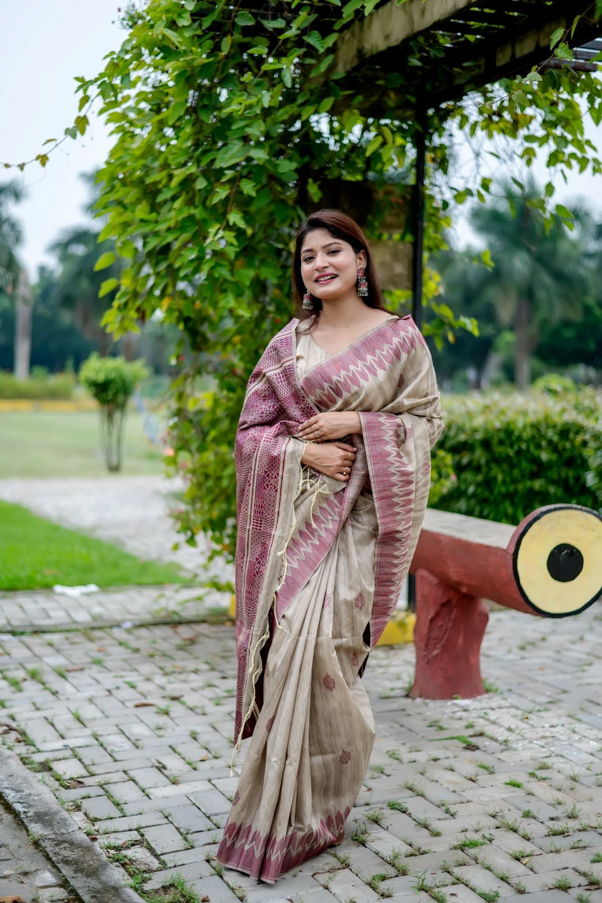 Buy MySilkLove Heliotrope Purple Tussar Silk Saree Online