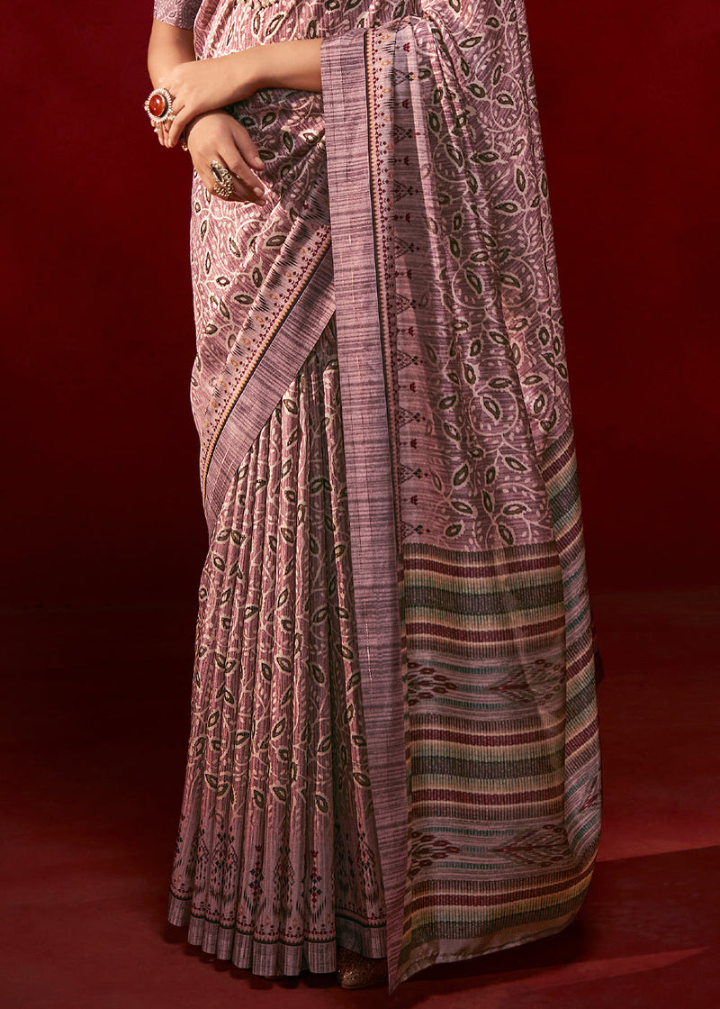 Eunry Purple Woven Tussar Silk Saree