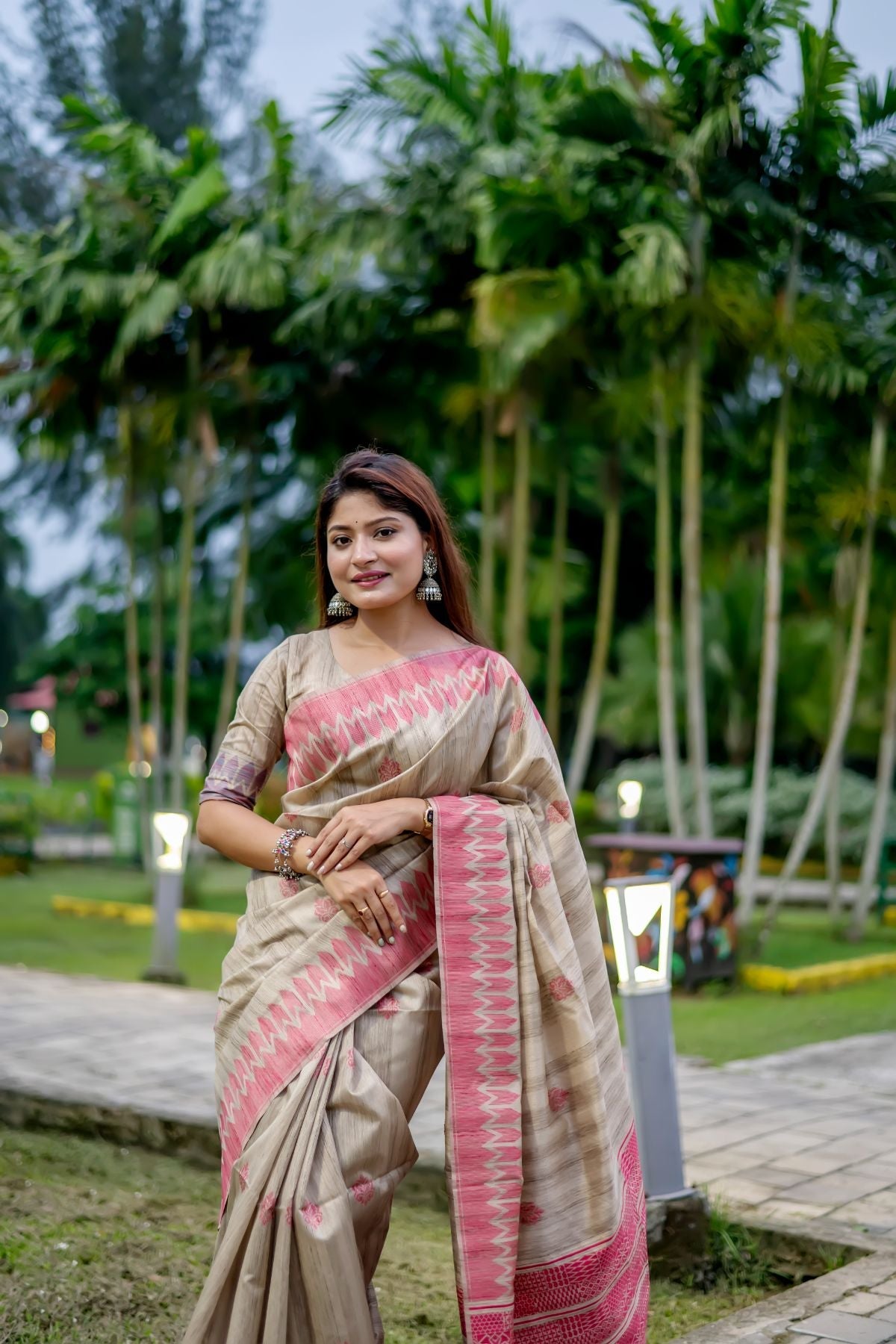 Buy MySilkLove Princess Perfume Pink Tussar Silk Saree Online