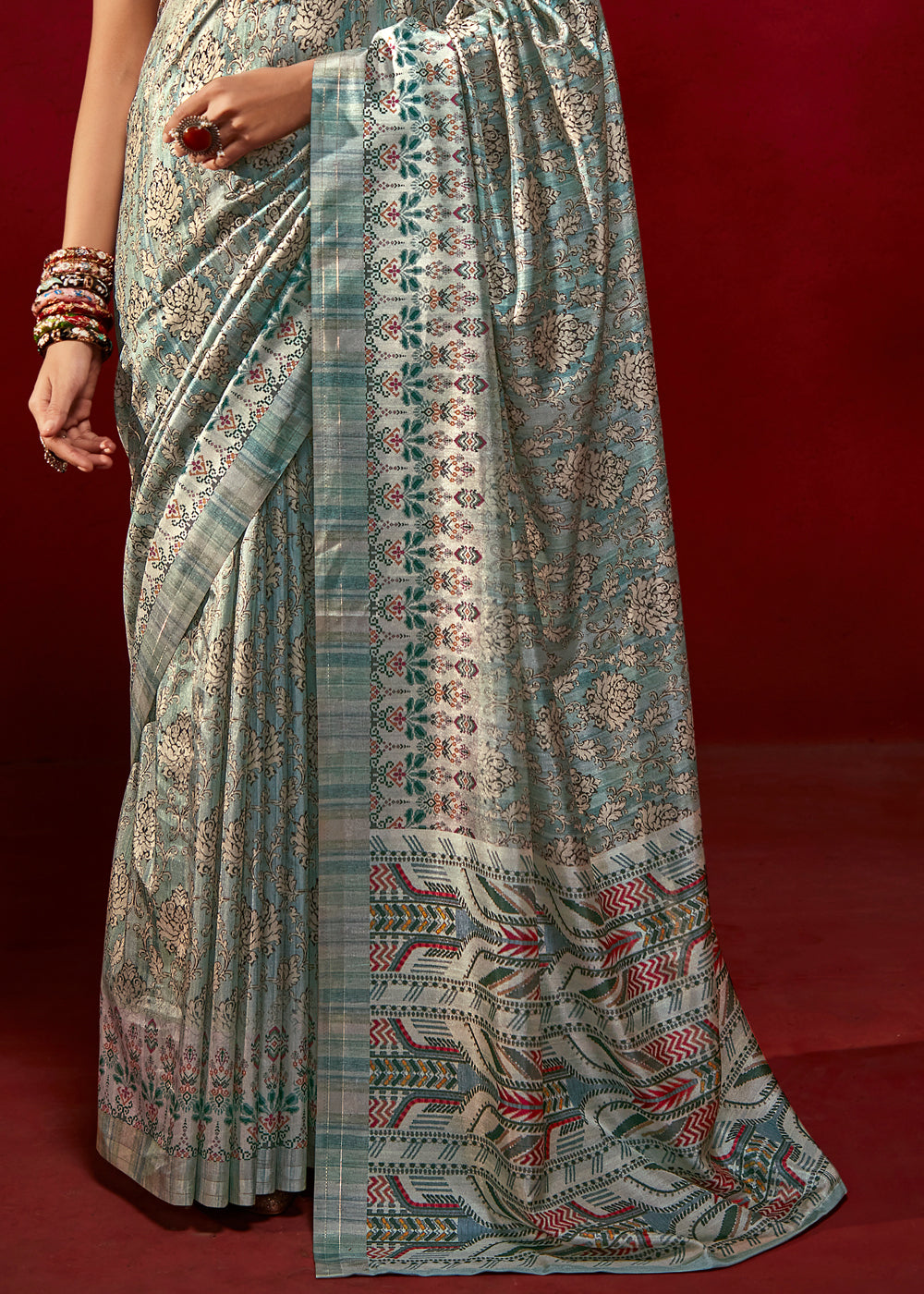 Buy MySilkLove Blue Smoke Woven Tussar Silk Saree Online