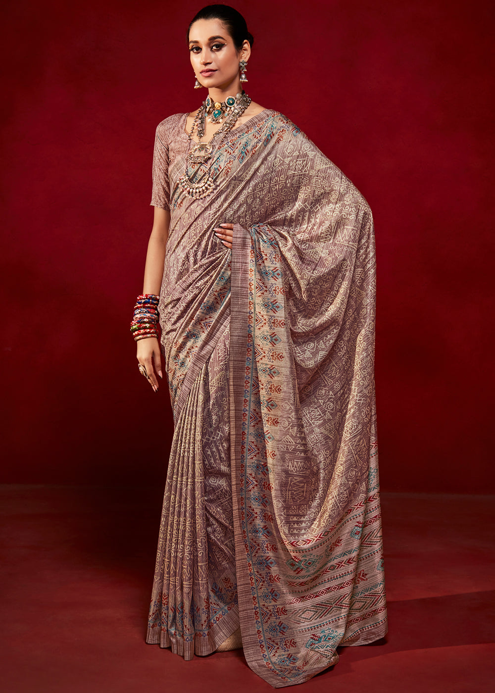 Buy MySilkLove Spicy Mix Maroon Woven Tussar Silk Saree Online