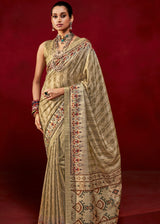 Teak Brown Woven Tussar Silk Saree
