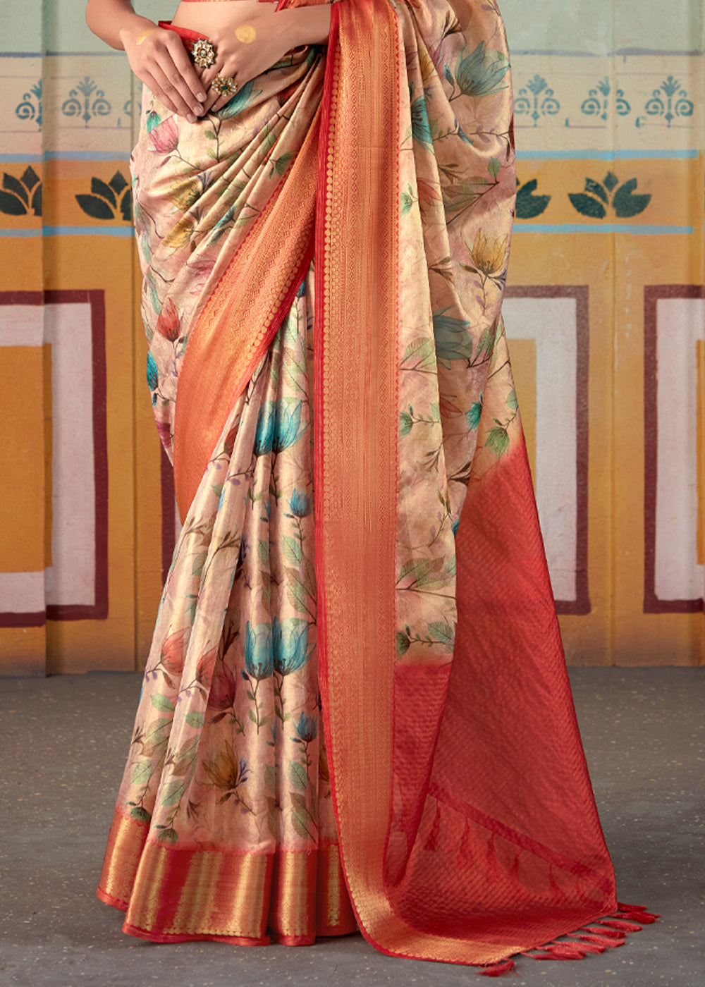 Buy MySilkLove Romantic Peach Banarasi Tissue Silk Saree Online