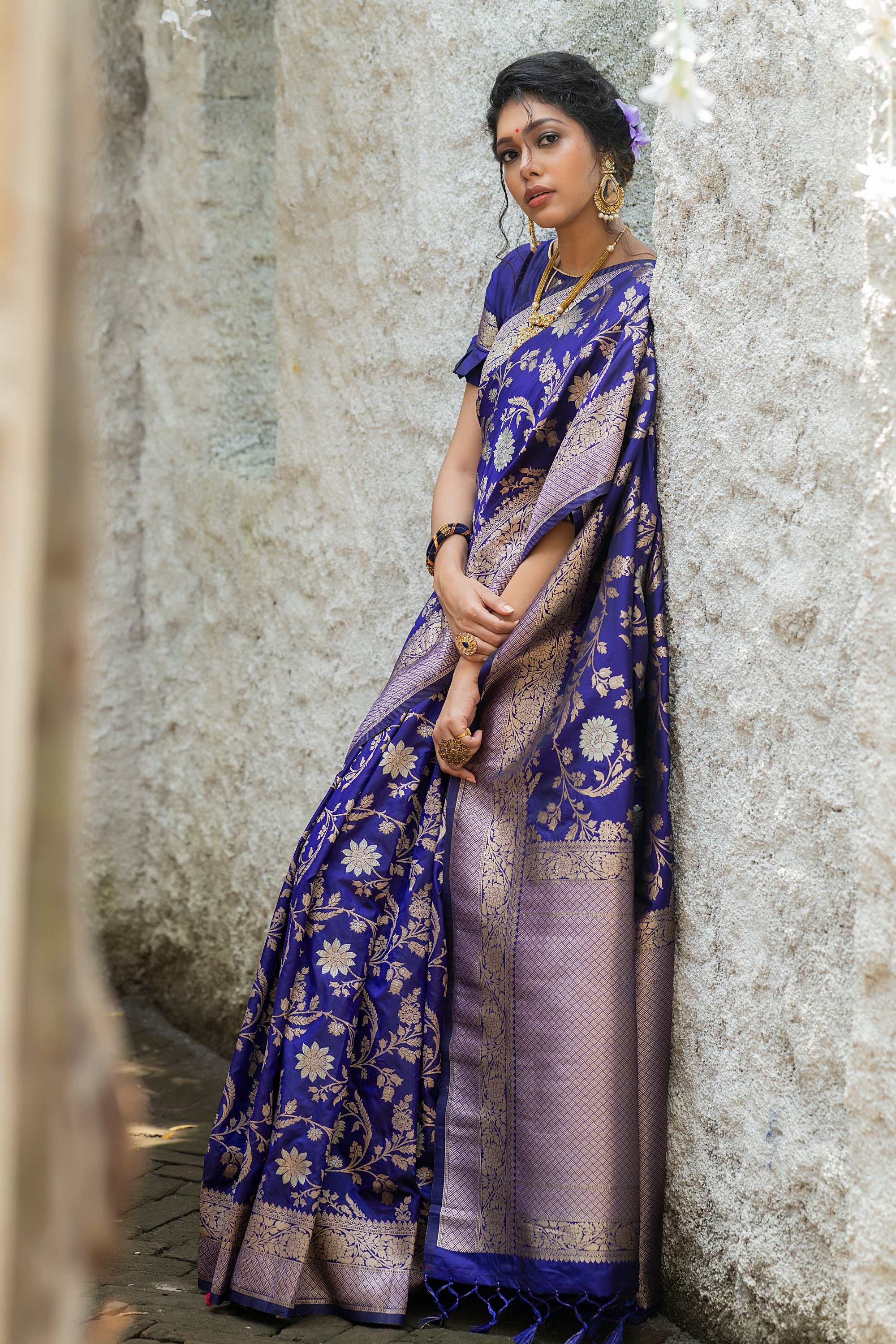 Buy MySilkLove Bossanova Blue Woven Banarasi Silk Saree Online