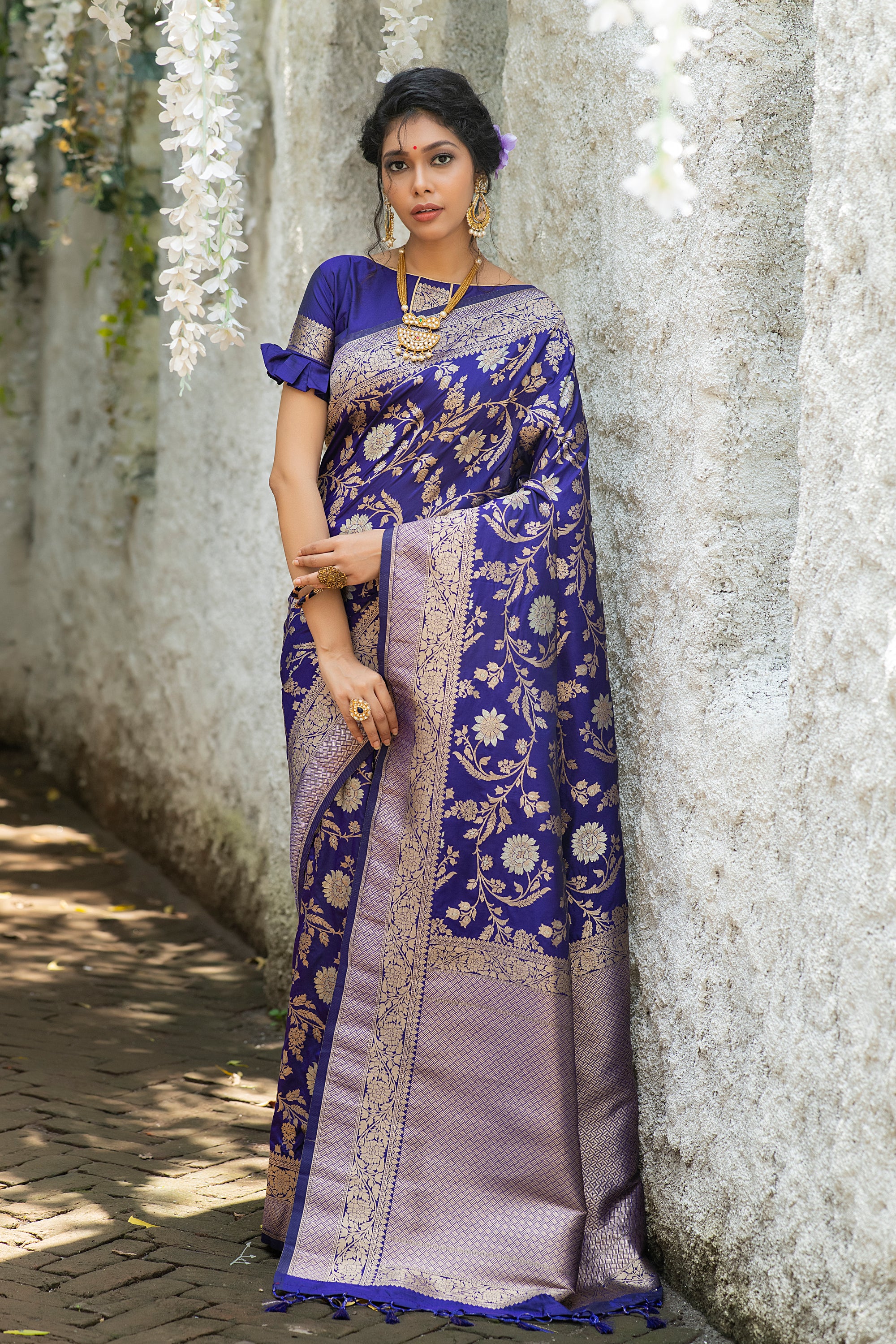 Buy MySilkLove Bossanova Blue Woven Banarasi Silk Saree Online