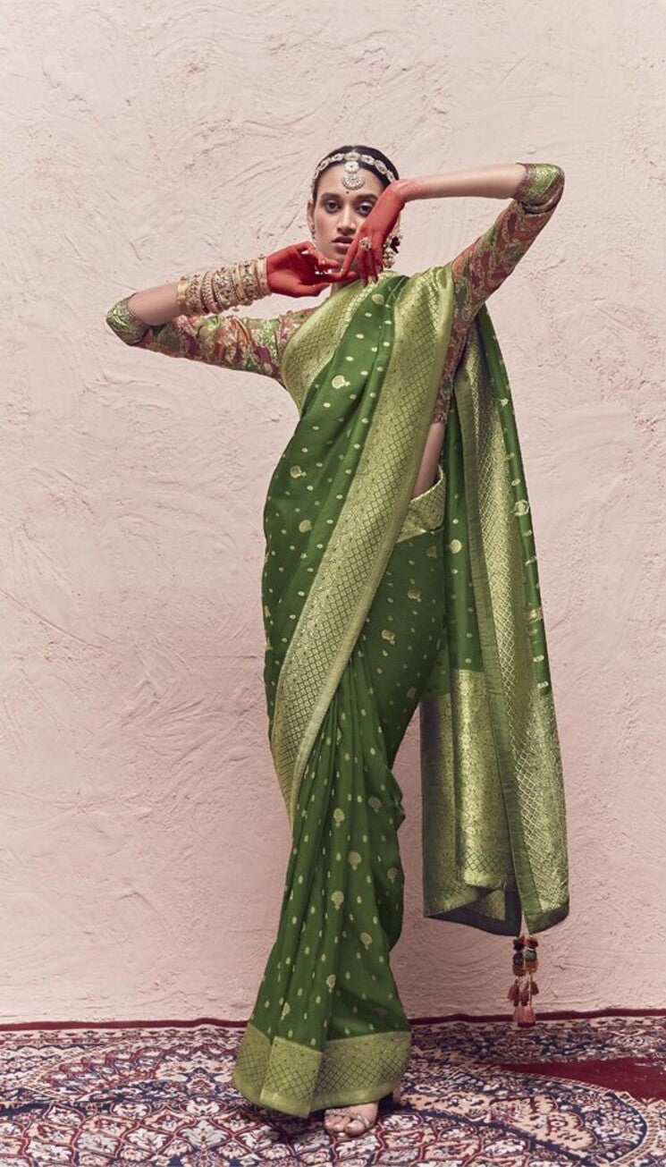 Buy MySilkLove Winter Green Designer Banarasi Handloom Silk Saree Online