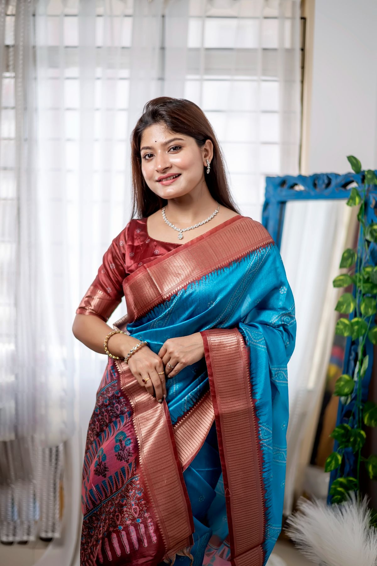 Buy MySilkLove Picton Blue Soft Silk Saree Online