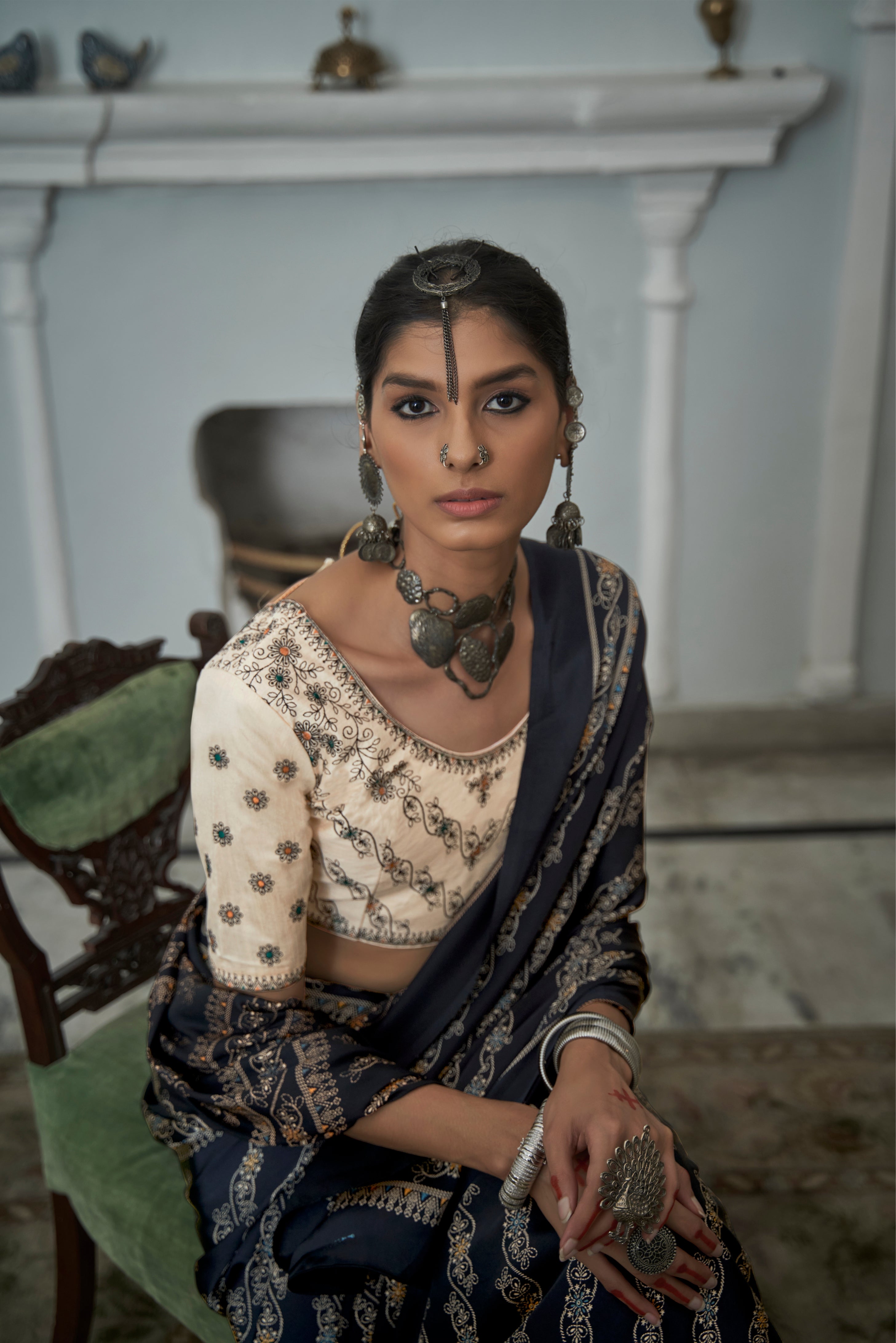 MySilkLove Zeus Black Gajji Silk Saree with embroidery blouse