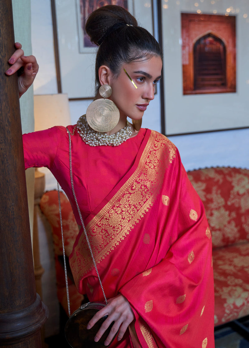 Cardinal Red Dual Tone Zari Woven Banarasi Saree