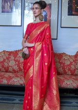 Cardinal Red Dual Tone Zari Woven Banarasi Saree