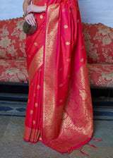 Cardinal Red Dual Tone Zari Woven Banarasi Saree