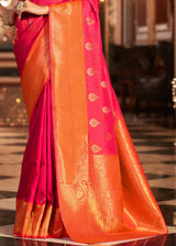 Scarlet Red Woven Banarasi Soft Silk Saree