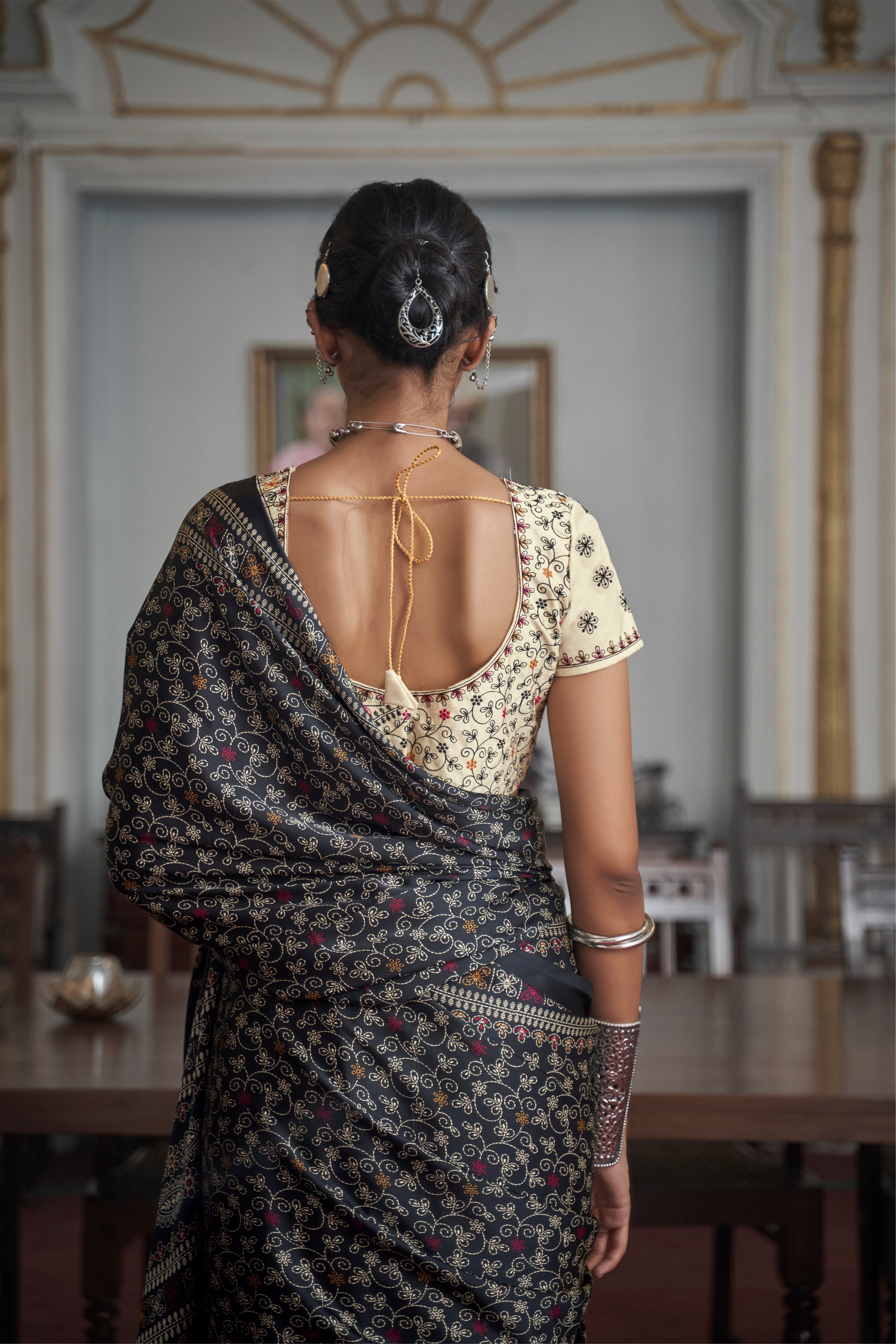 MySilkLove Emperor Grey Gajji Silk Saree with embroidery blouse