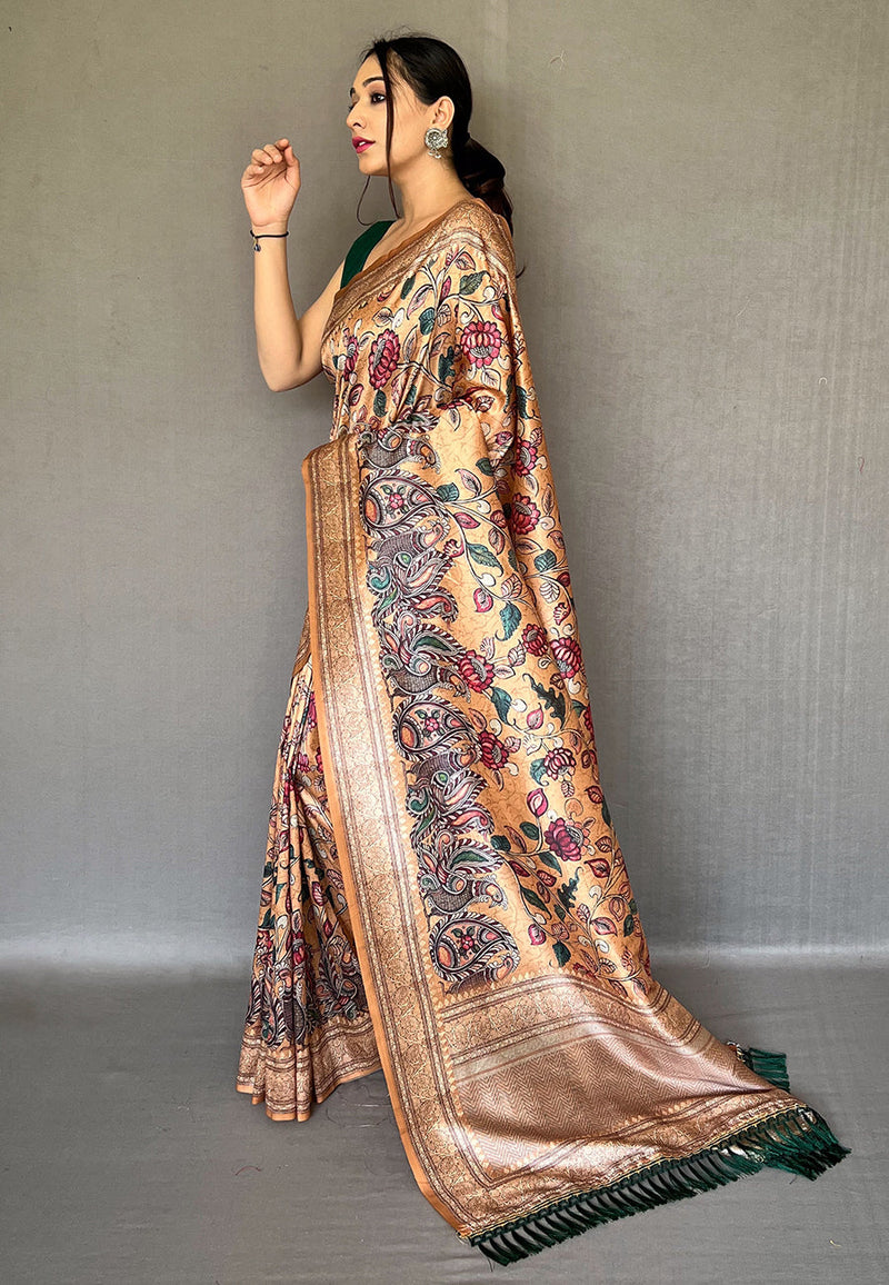 Pure Soft Silk Kalamkari Printed Saree – Shopzters