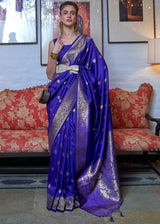 Chambray Blue Dual Tone Zari Woven Banarasi Saree