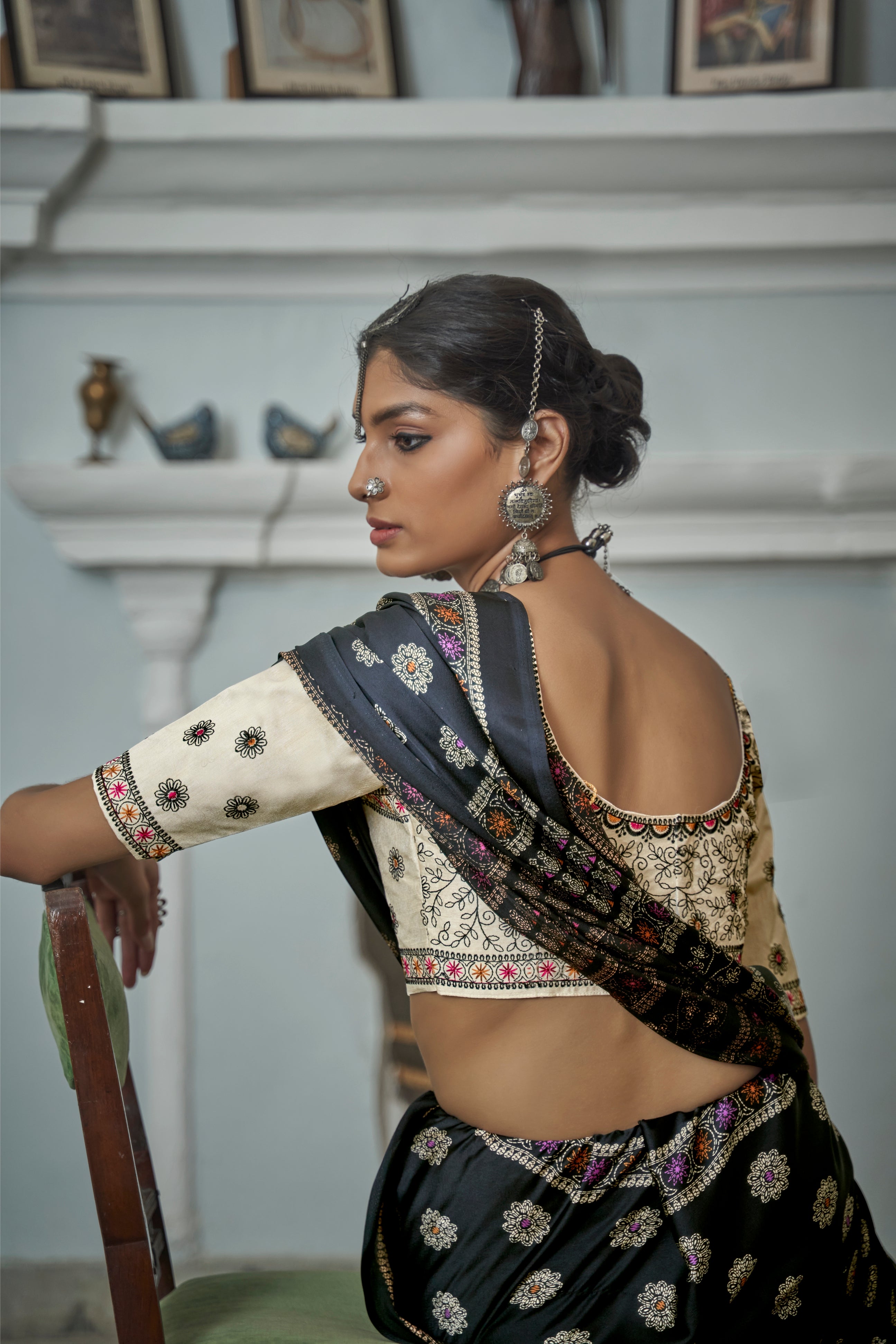 MySilkLove Ebony Clay Grey Gajji Silk Saree with embroidery blouse