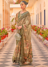 Deco Green Printed Chiffon Patola Silk Saree
