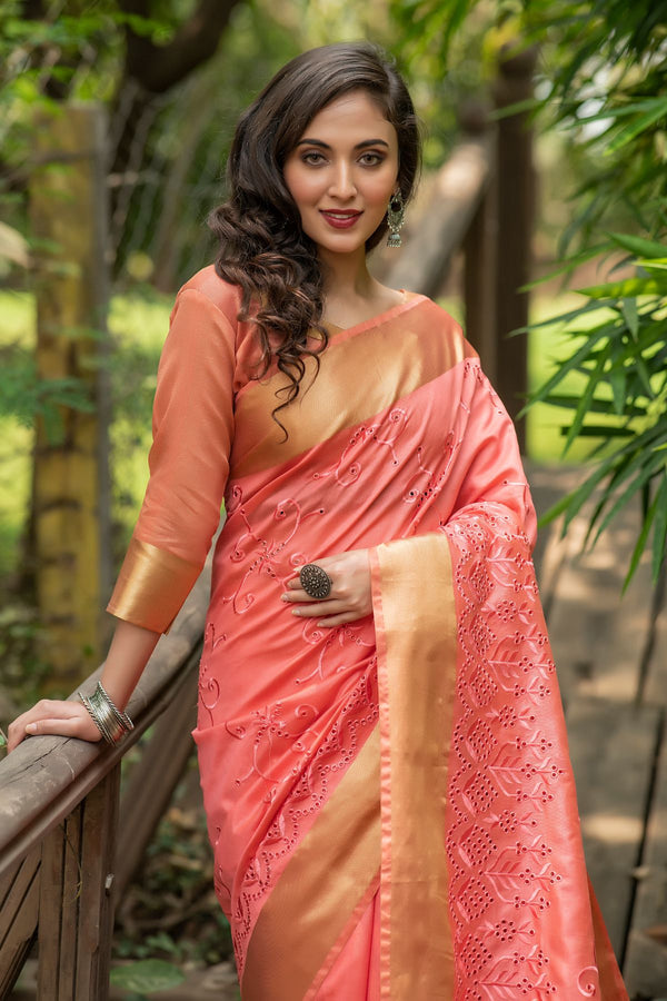 MySilkLove Roman Peach Assam Silk Saree