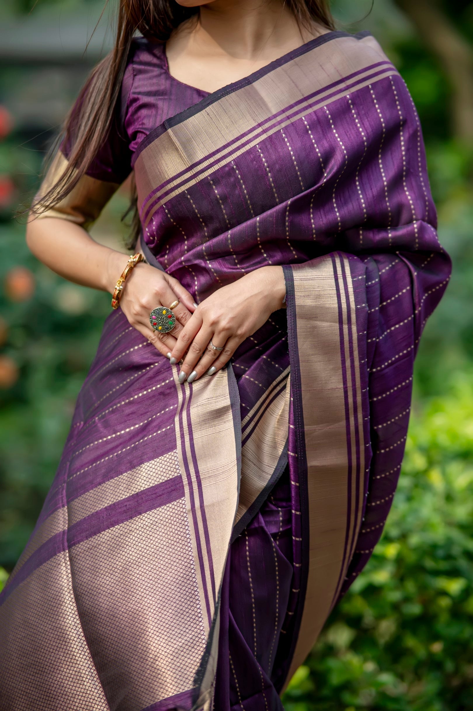 Buy MySilkLove Toledo Purple Woven Raw Silk Saree Online