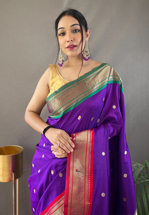 Windsor Purple Woven Paithani Saree