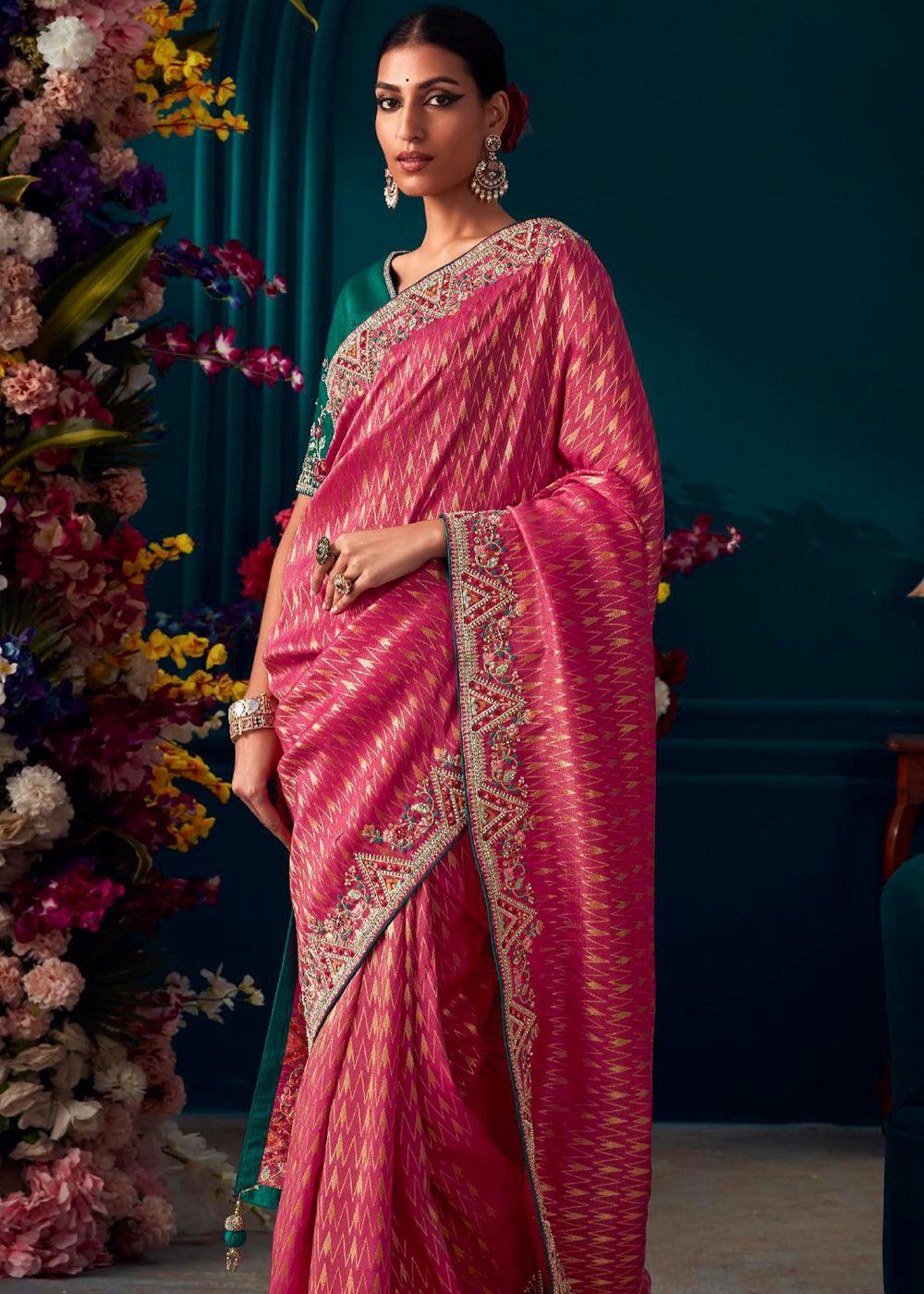 Buy MySilkLove Petite Pink Woven Embroidered Banarasi Silk Saree Online