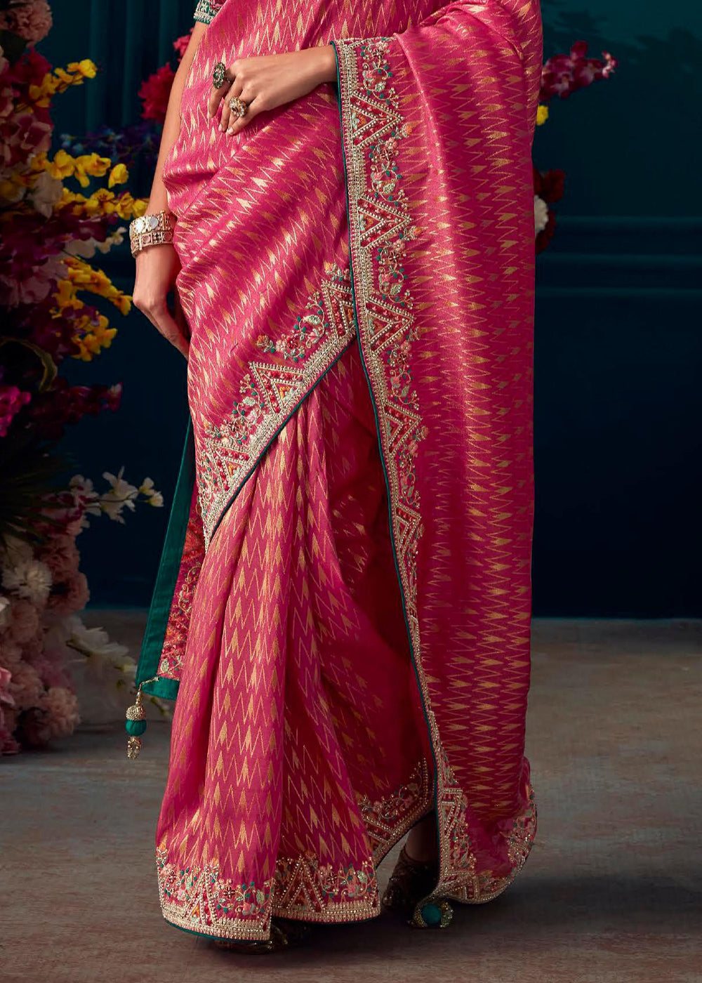 Buy MySilkLove Petite Pink Woven Embroidered Banarasi Silk Saree Online