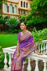 Amethyst Purple Kashmiri Woven Banarasi Silk Saree