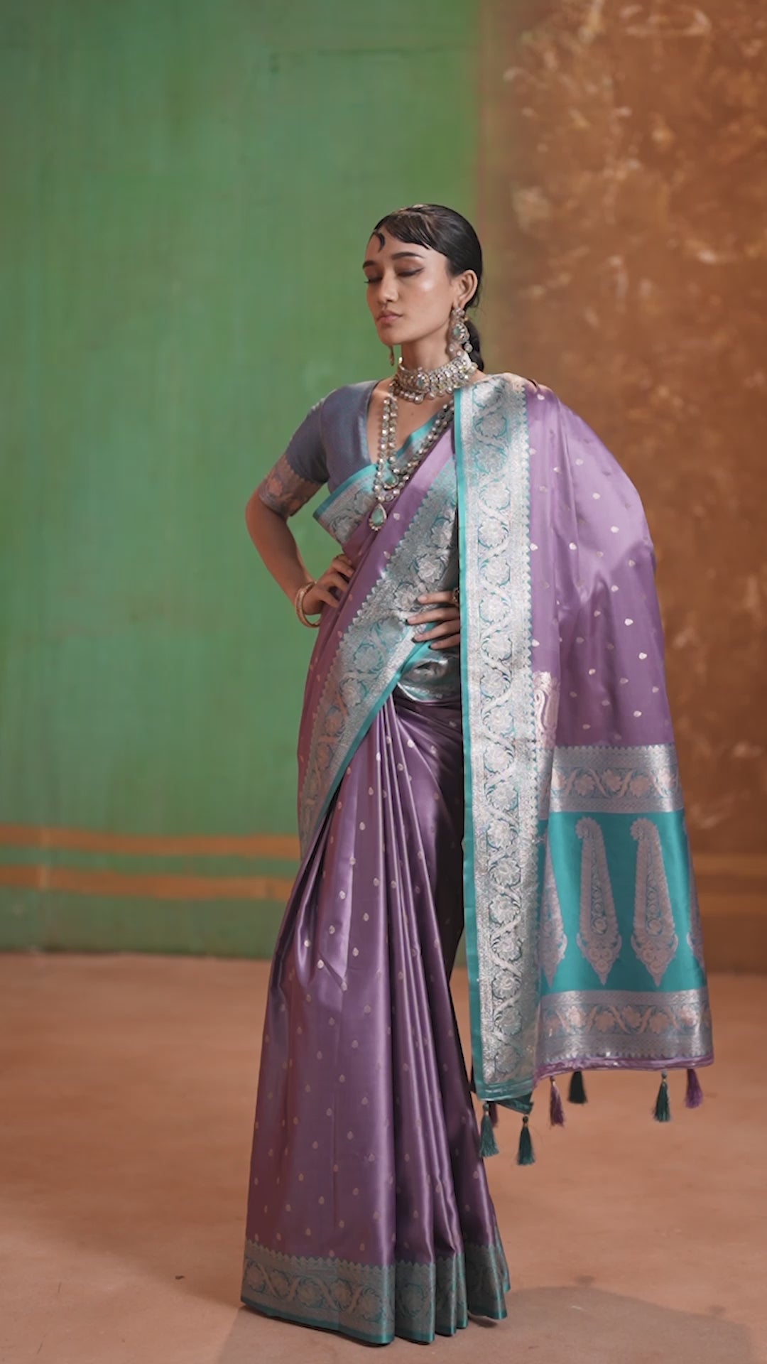 Buy MySilkLove Luster Purple Handloom Satin Silk Saree Online
