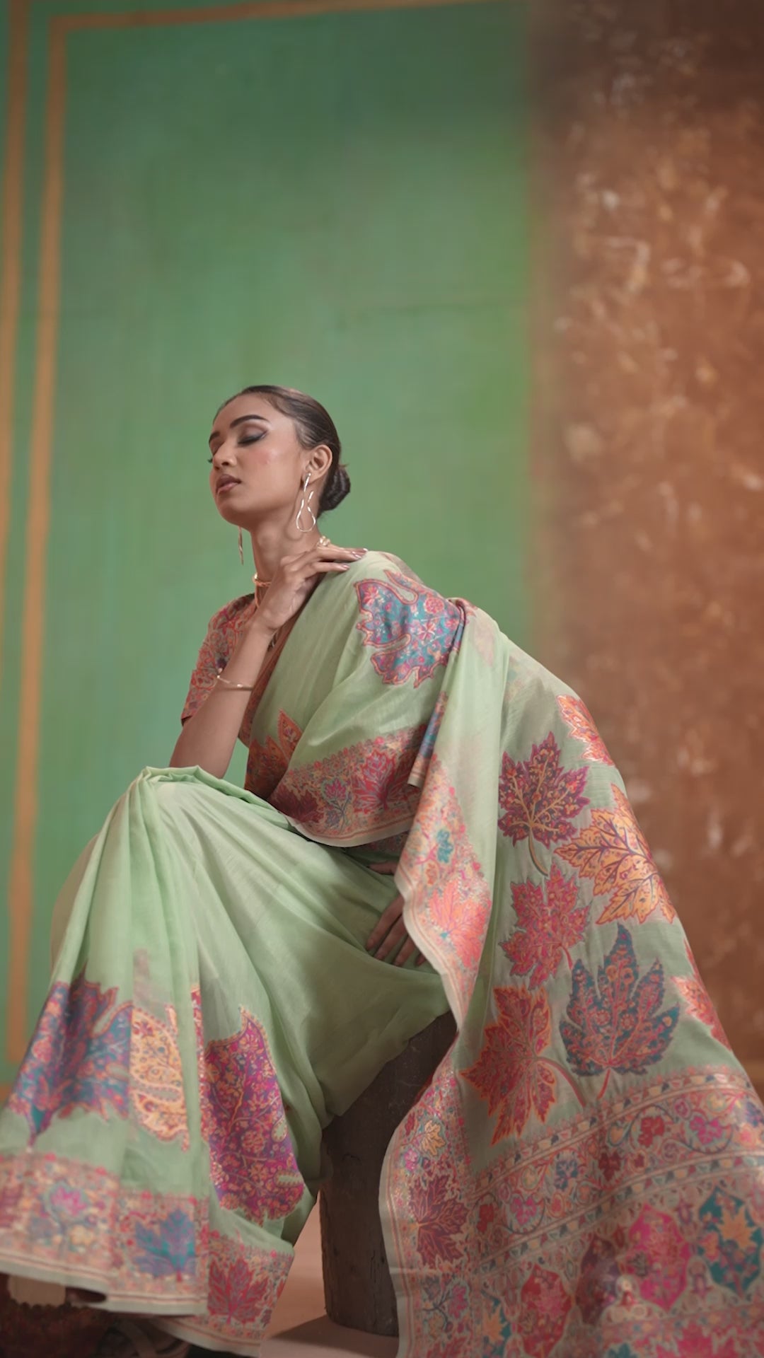 Buy MySilkLove Celadon Green Kashmiri Handloom Jamewar Saree Online