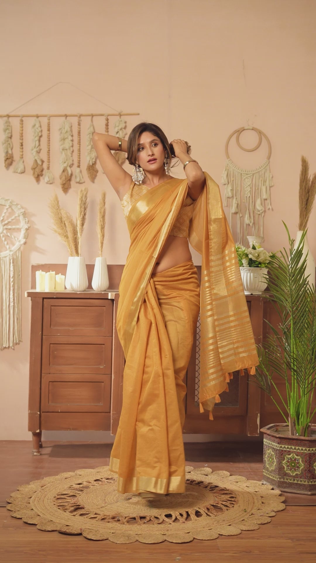Buy MySilkLove Amber Yellow Handloom Cotton Saree Online