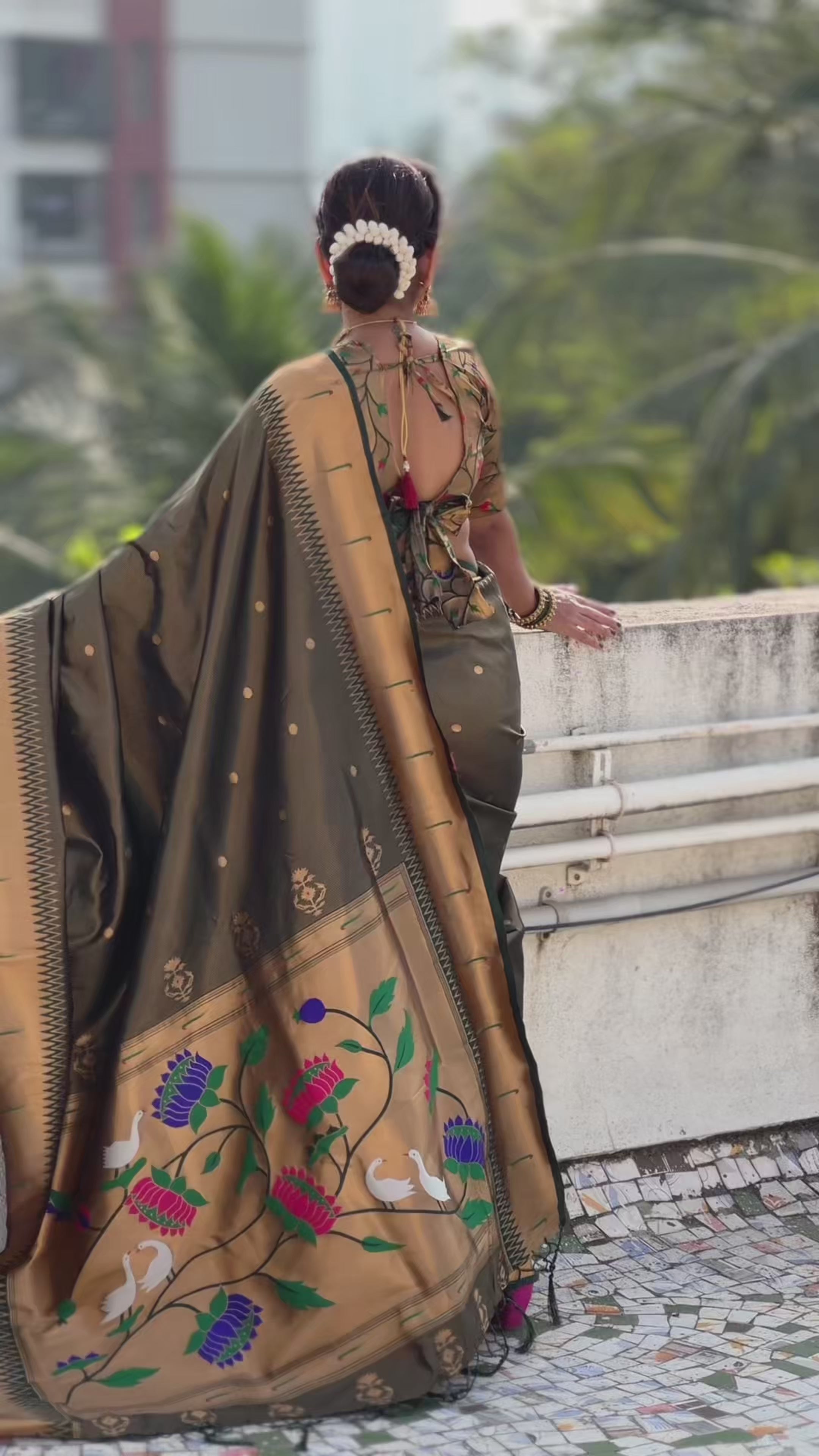 Buy MySilkLove Chartreuse Green Woven Tissue Paithani Saree Online