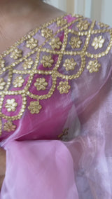 Lilac Pink Organza Saree