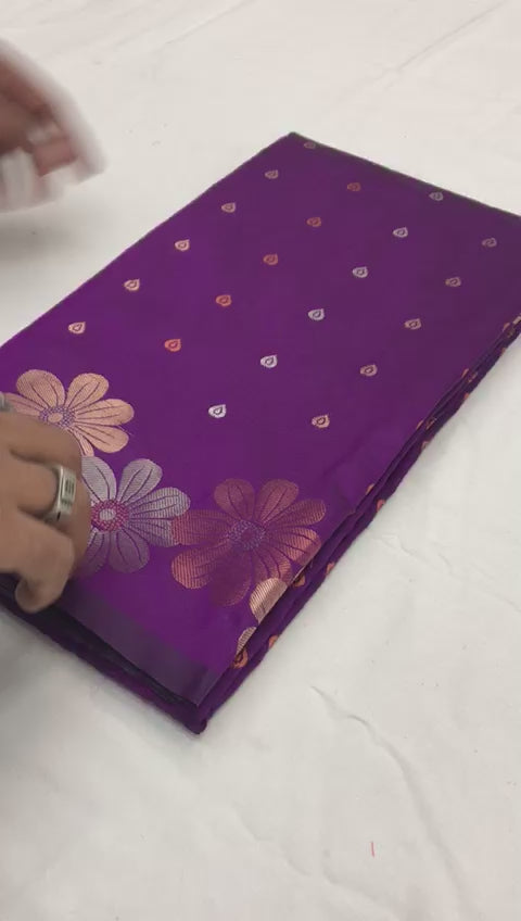 Buy MySilkLove Plum Purple Floral Woven Designer Silk Saree Online