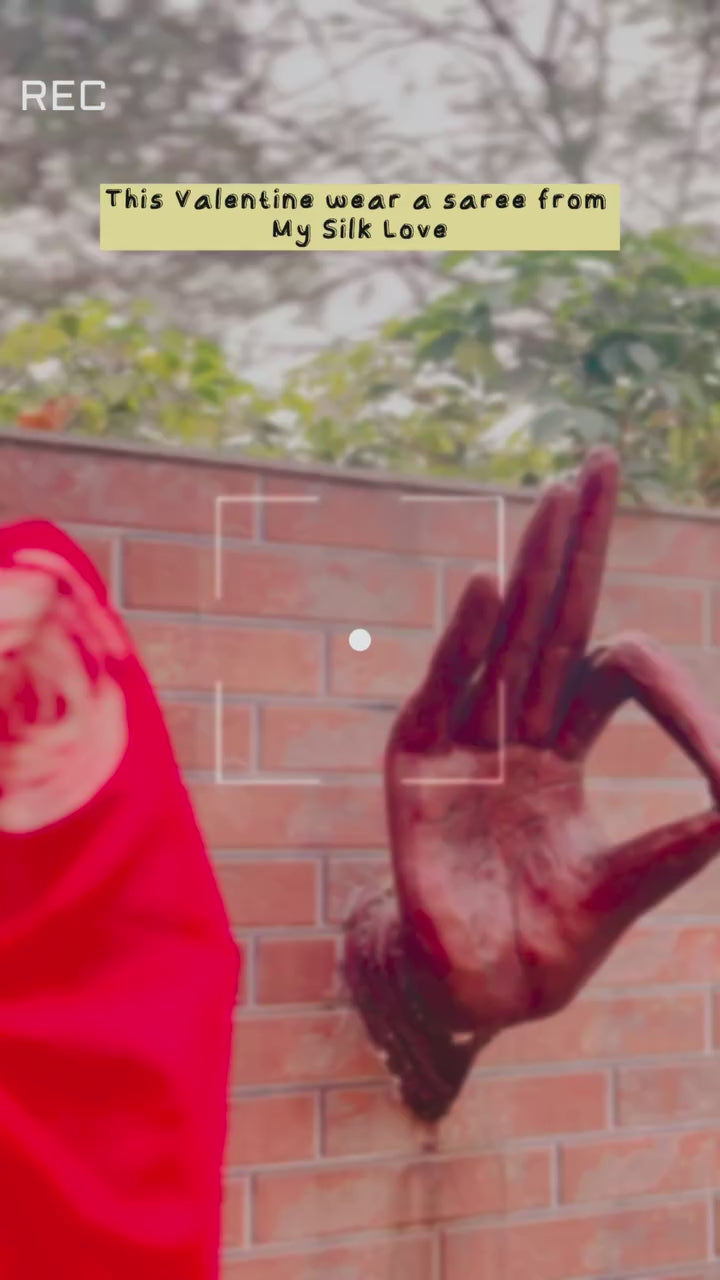 Buy MySilkLove Ruby Red Munga Handloom Cotton Saree Online