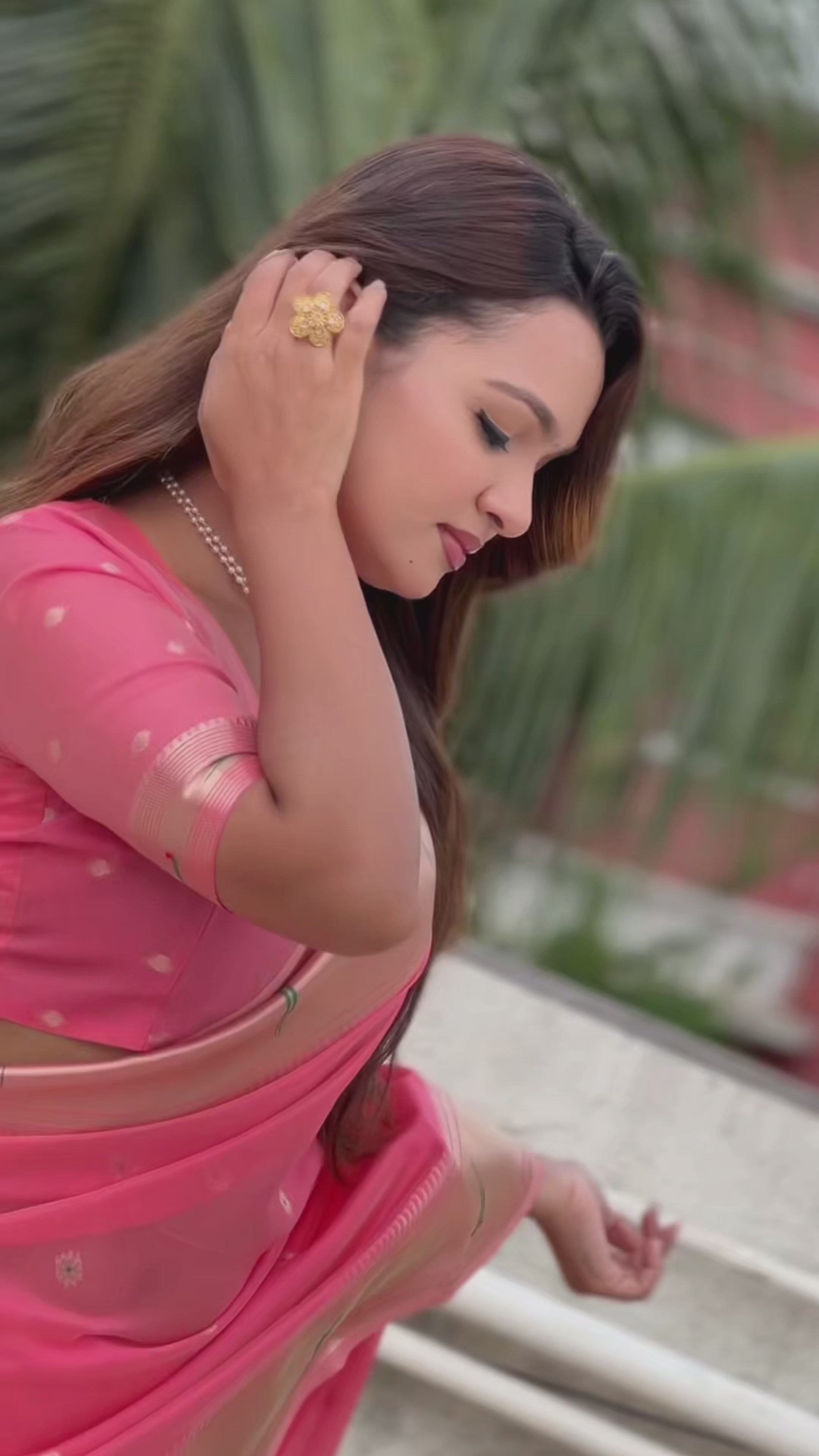 Buy MySilkLove Candy Pink Organza Woven Paithani Saree Online