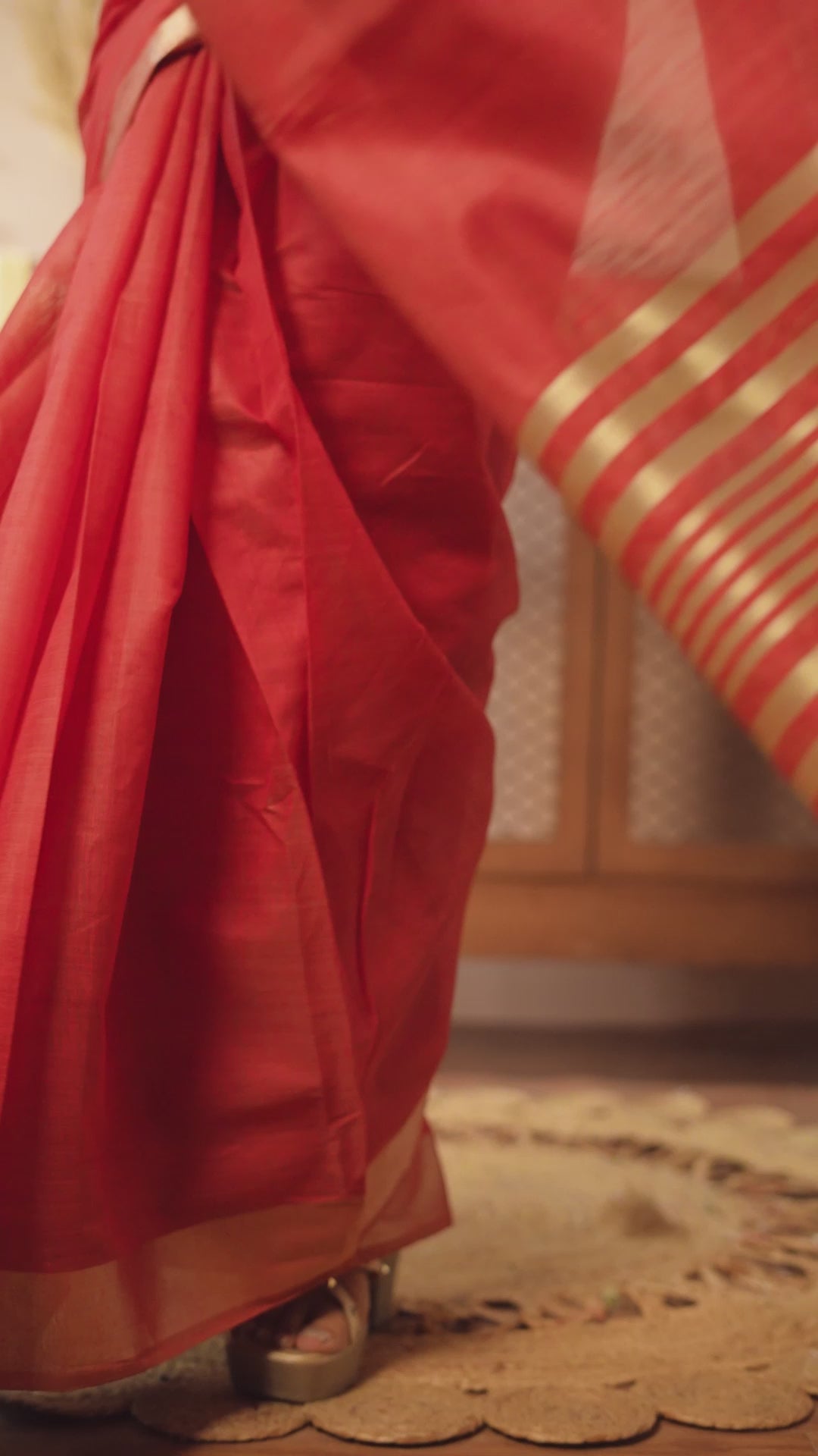 Buy MySilkLove Carmine Red Handloom Cotton Saree Online