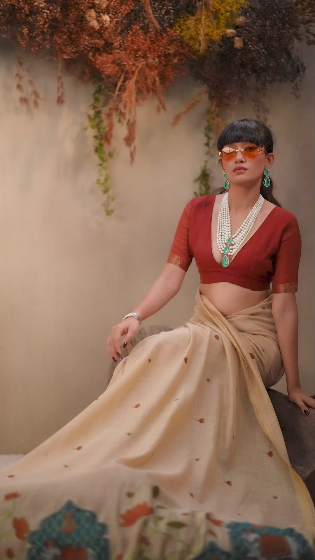 Buy MySilkLove Oyster Cream Handloom Cotton Saree Online