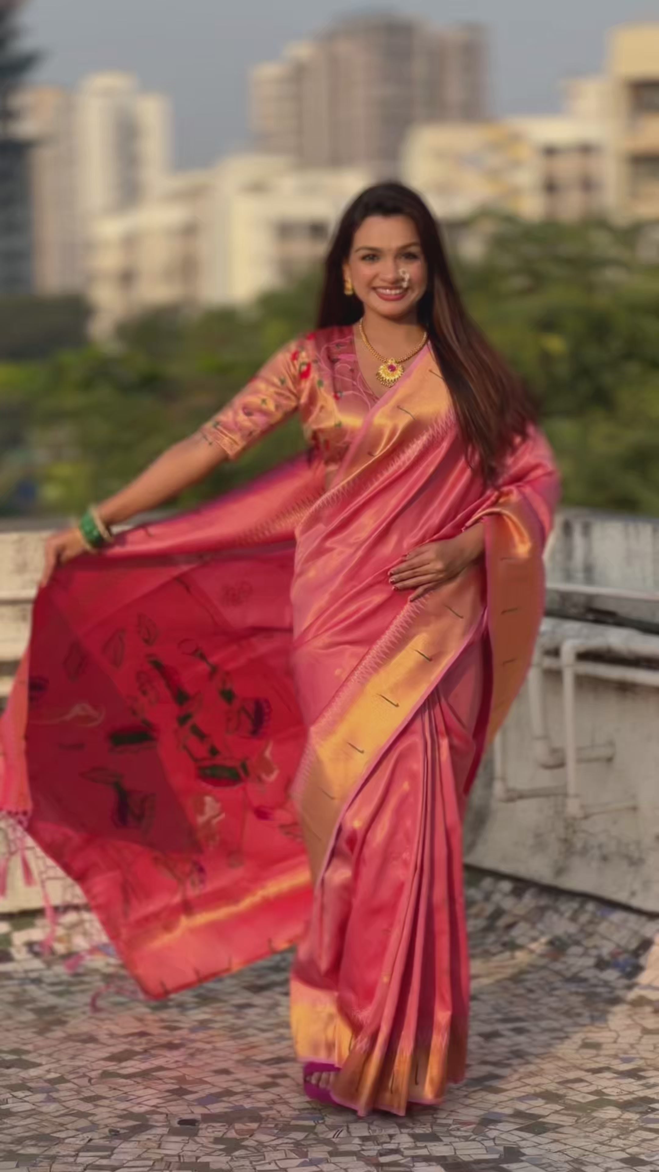 Buy MySilkLove Cameo Pink Woven Tissue Paithani Saree Online