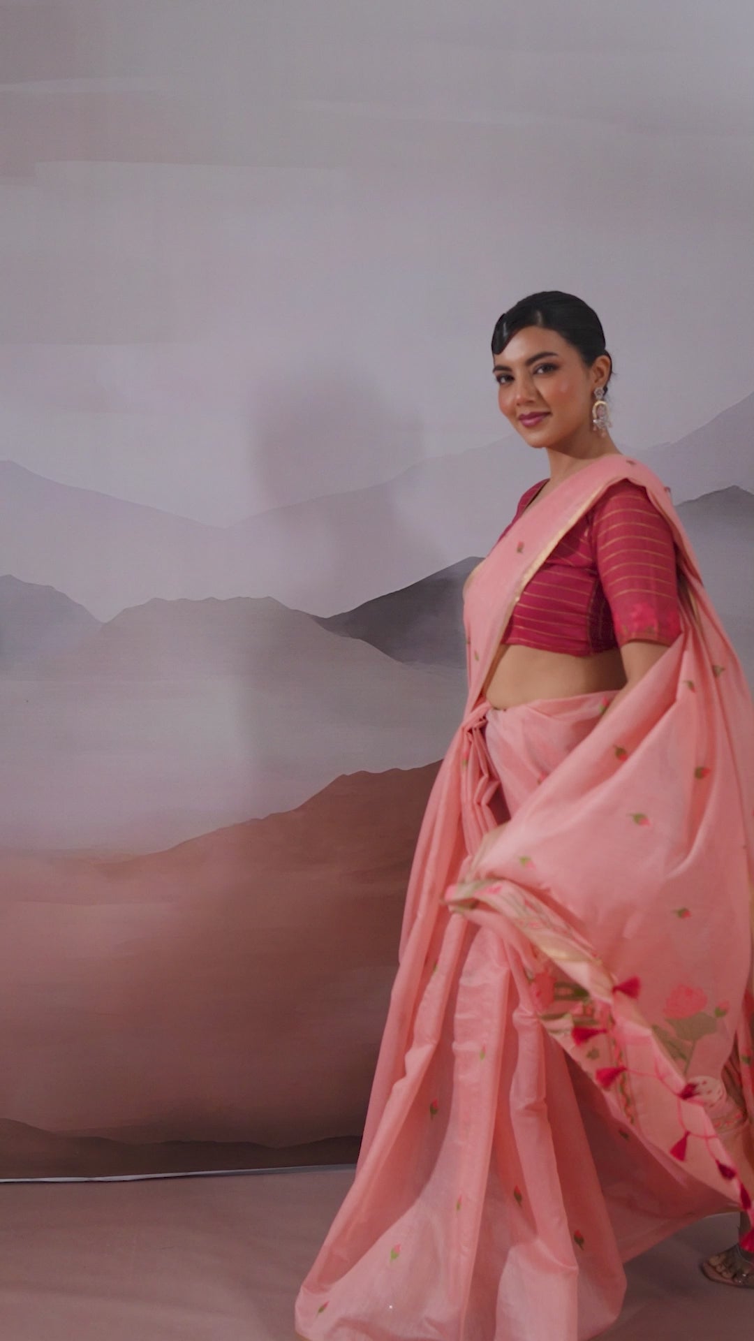 Buy MySilkLove French Rose Pink Cotton Handloom Pichwai Saree Online