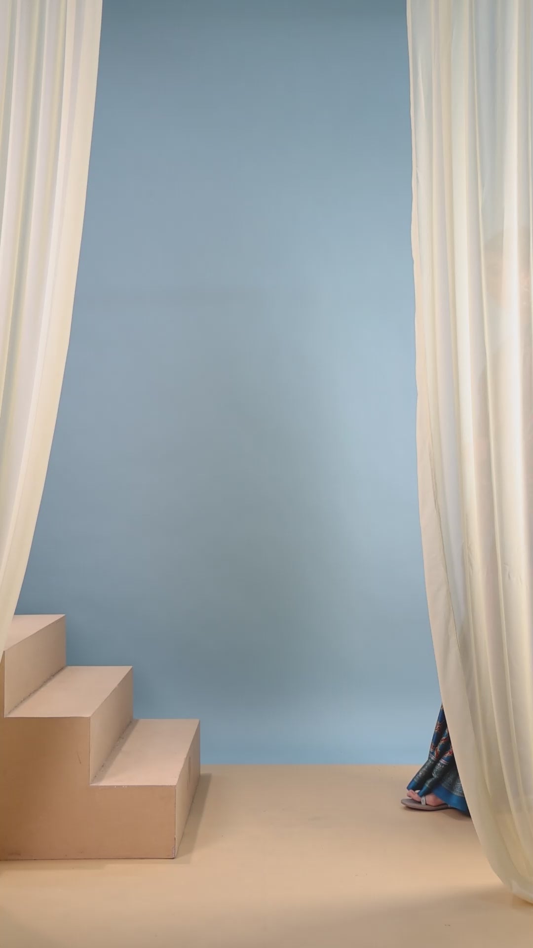 Buy MySilkLove Virella Blue Ajrakh Printed Satin Crepe Silk Saree Online