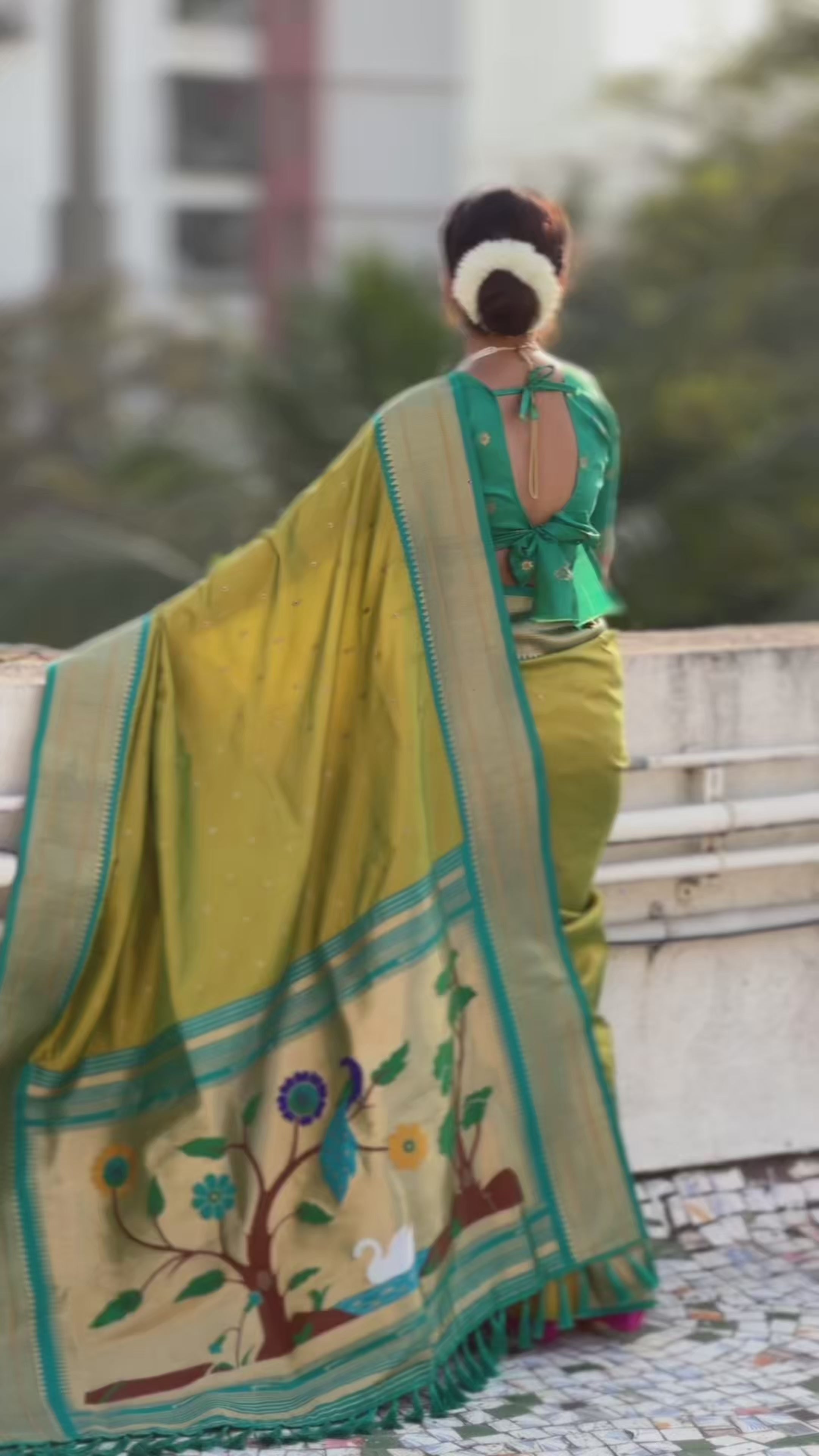 Buy MySilkLove Lime Green Zari Woven Paithani Saree Online
