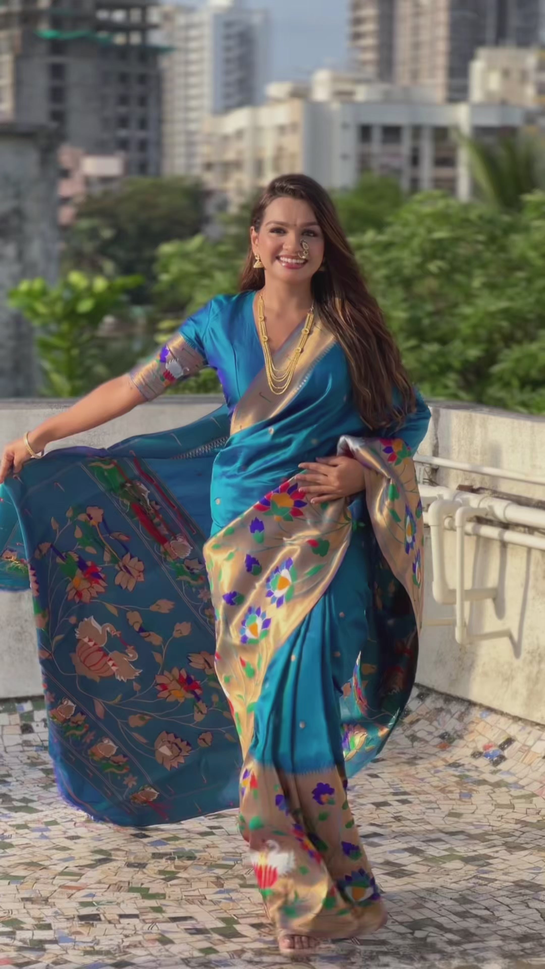 Buy MySilkLove Royal Blue Woven Paithani Saree Online