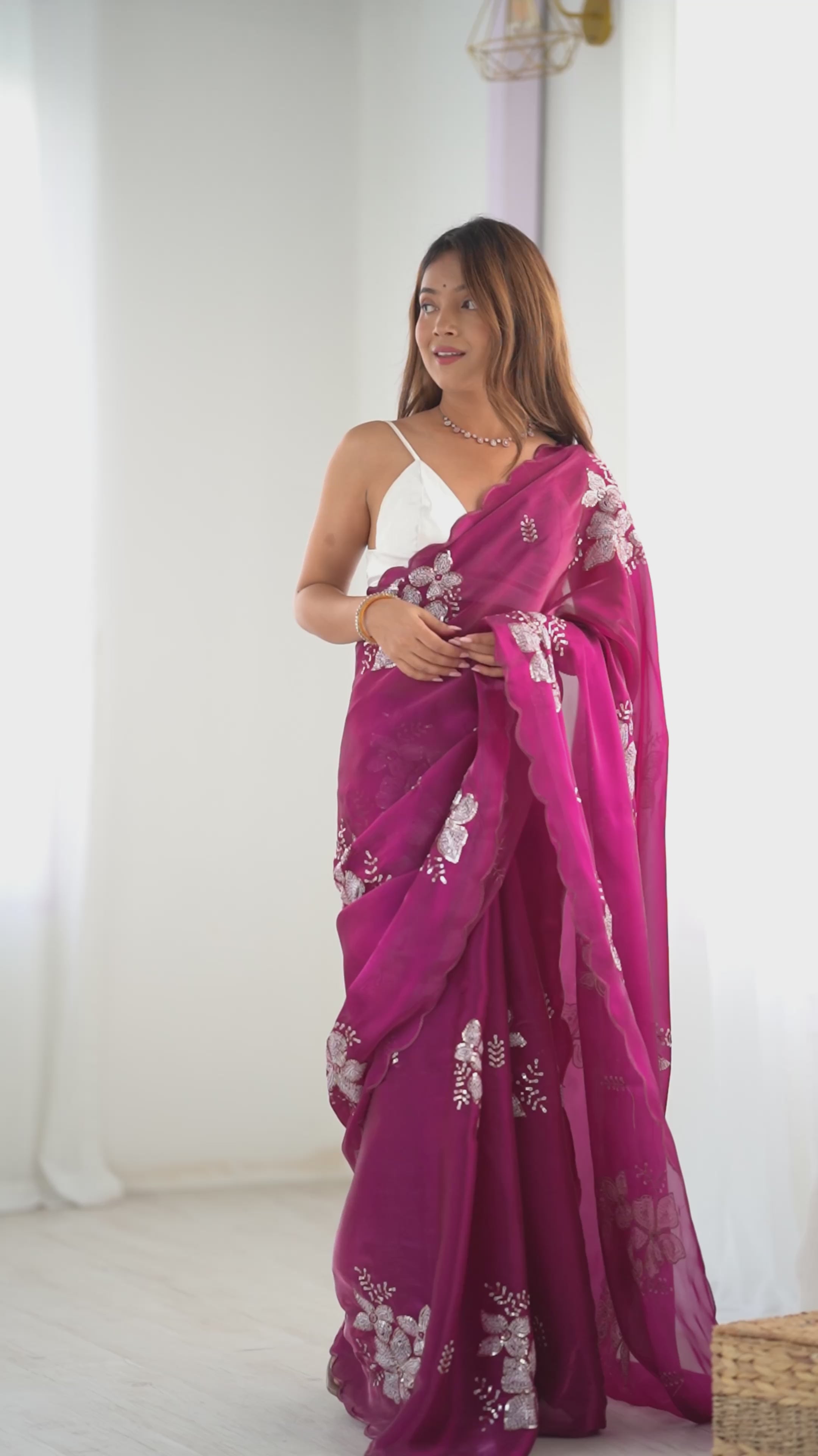 Buy MySilkLove Jam Purple Floral Partywear Saree Online
