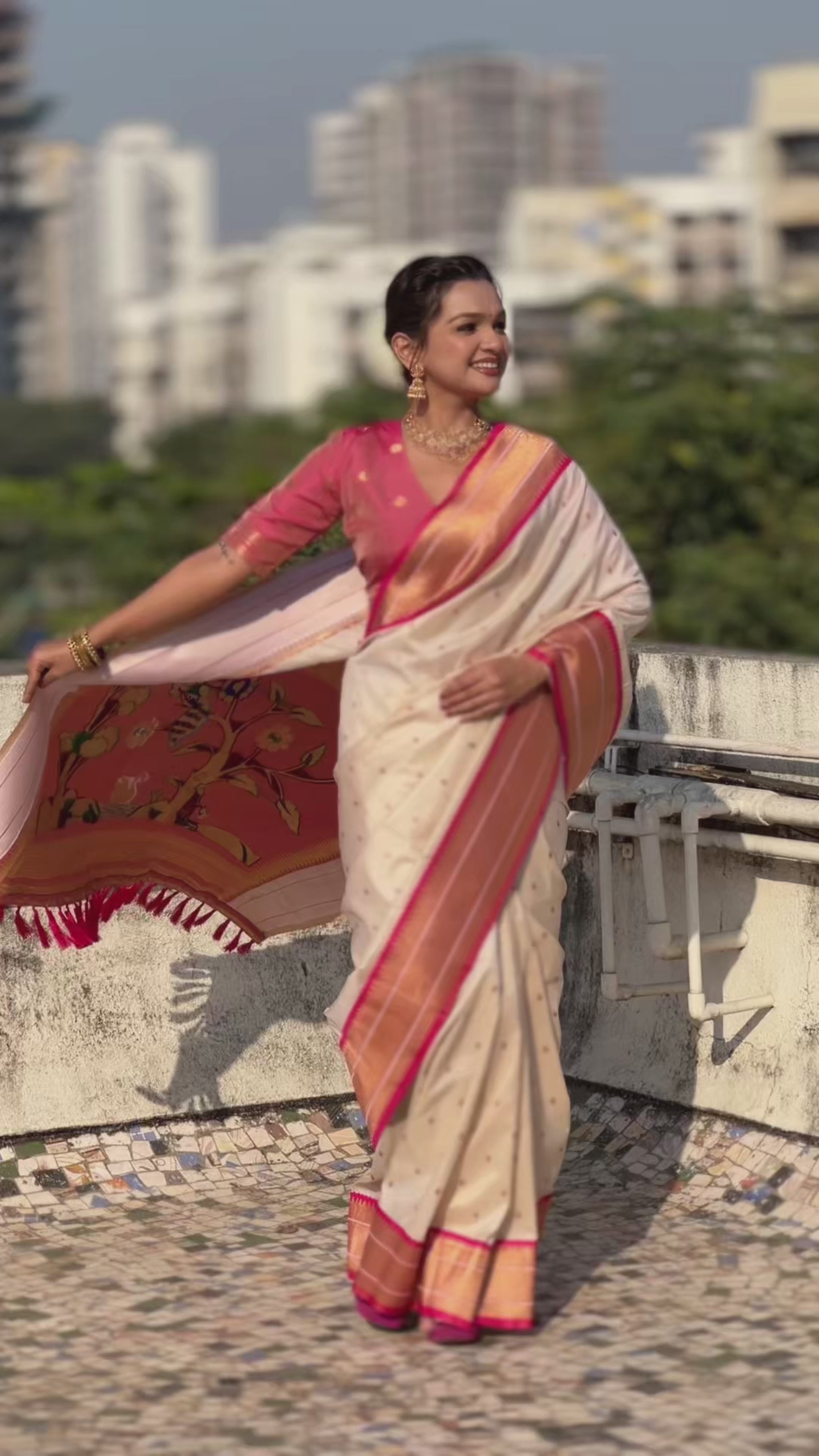 Buy MySilkLove Navajo White Zari Woven Paithani Saree Online