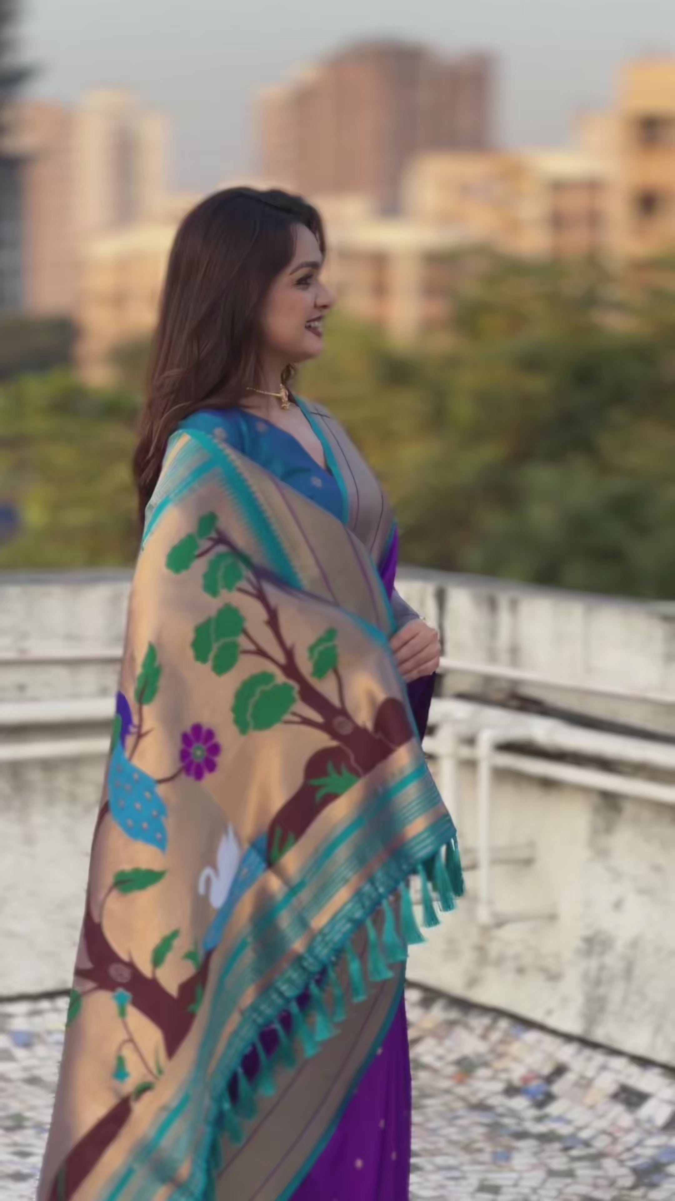 Buy MySilkLove Violet Purple Zari Woven Paithani Saree Online