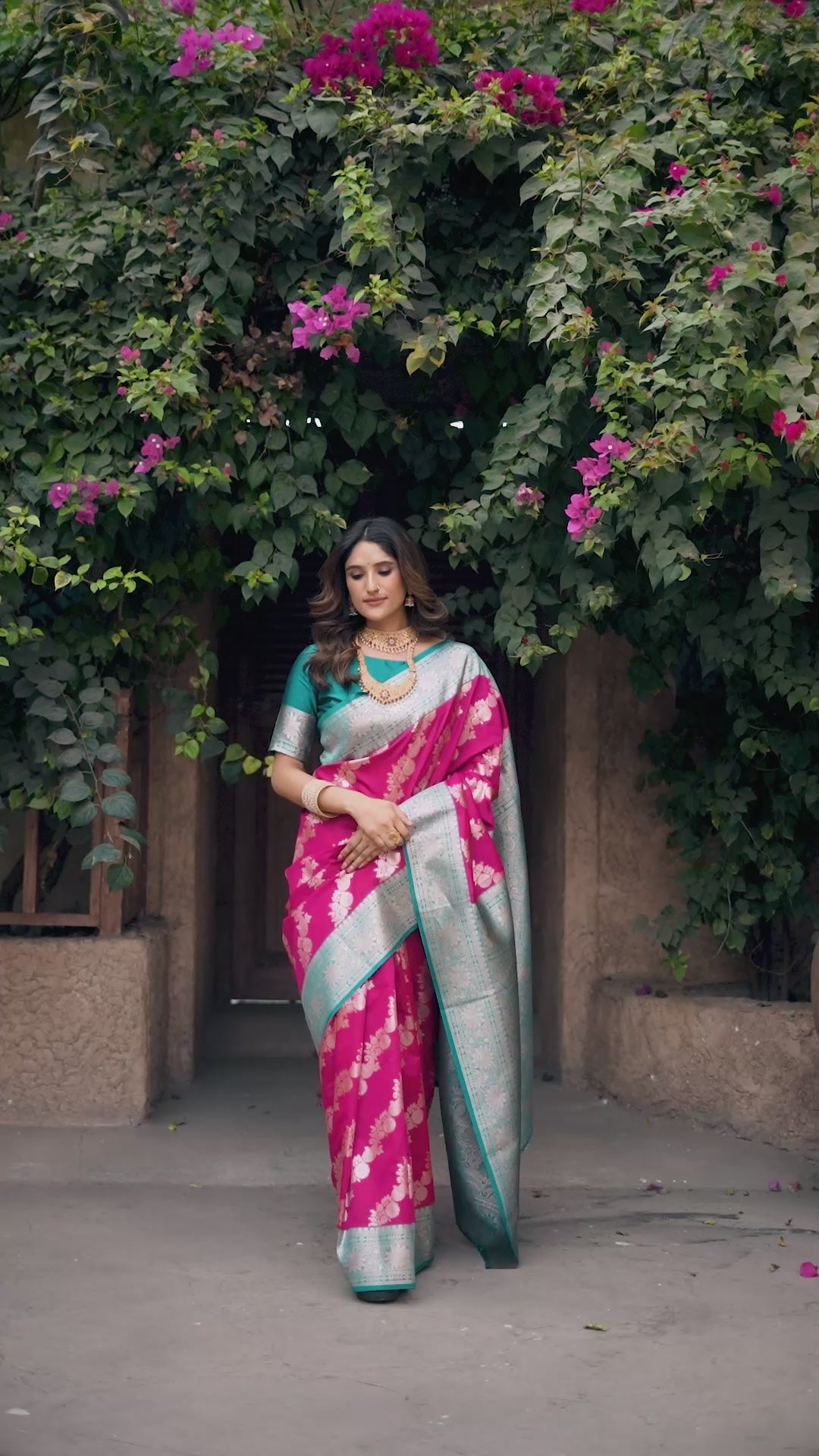 Buy MySilkLove Ruby Pink Woven Banarasi Soft Silk Saree Online